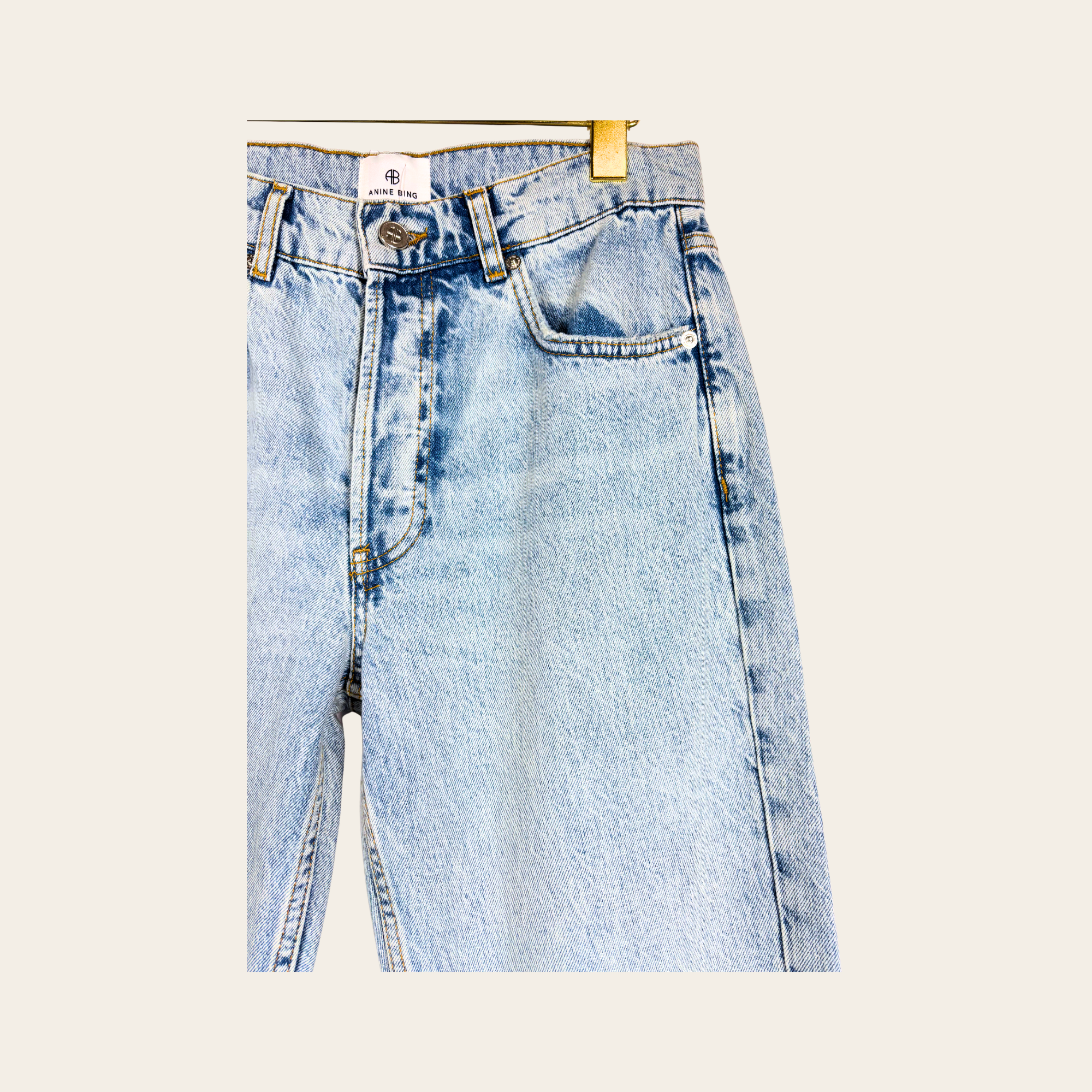 ANINE BING – Jean Délavé Coupe Droite Effet Usé, Taille 27