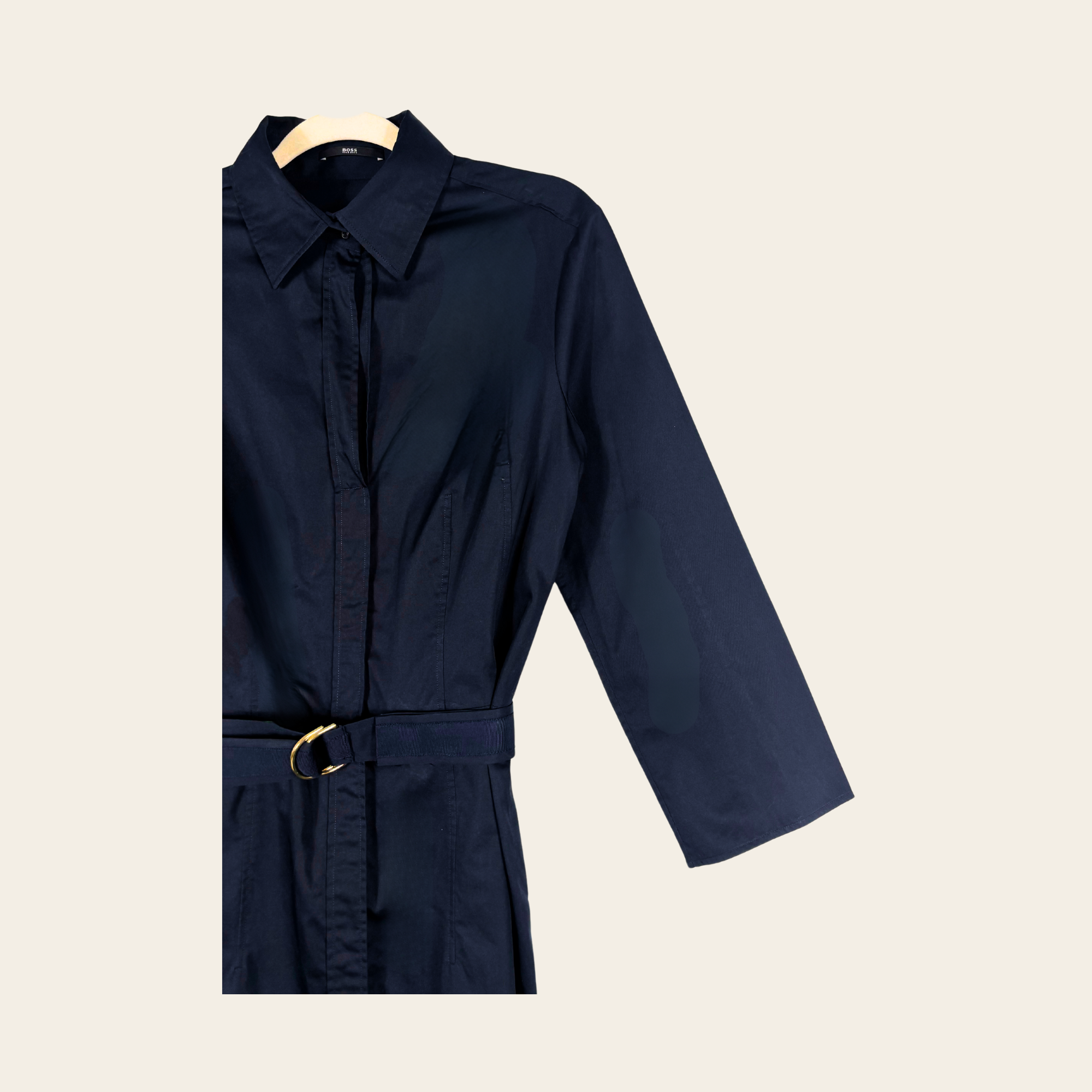 BOSS HUGO BOSS  Robe Chemise Cintrée en Coton Marine, Taille 32