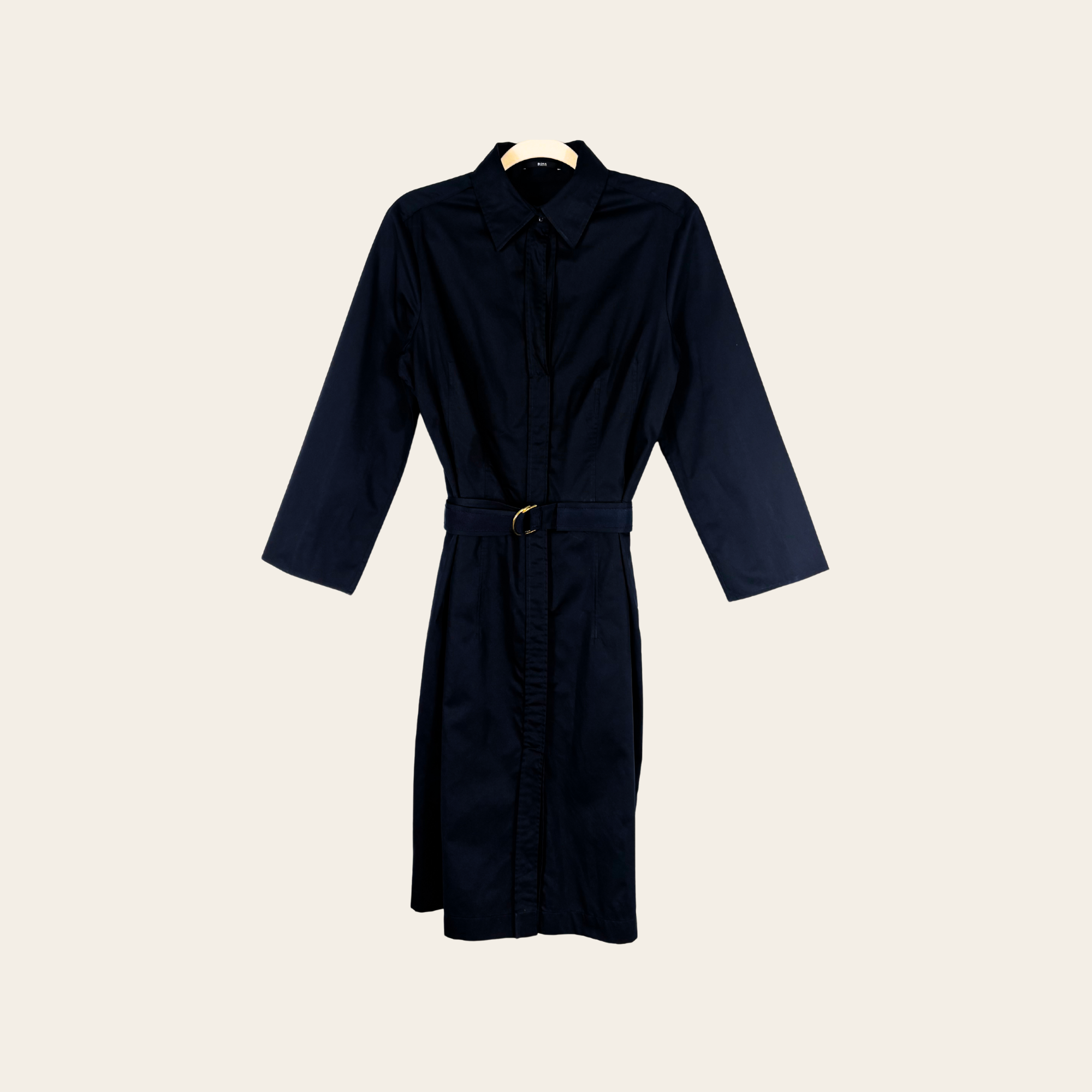 BOSS HUGO BOSS  Robe Chemise Cintrée en Coton Marine, Taille 32