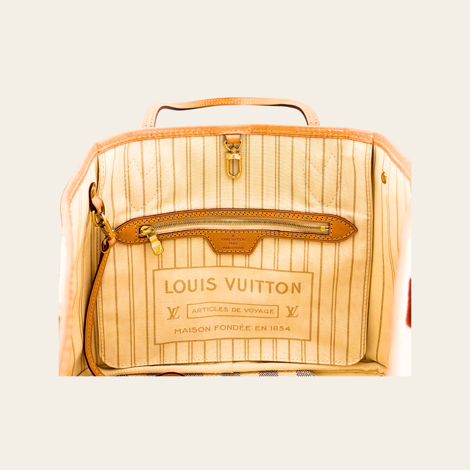 Louis Vuitton Neverfull en toile Damier Azur