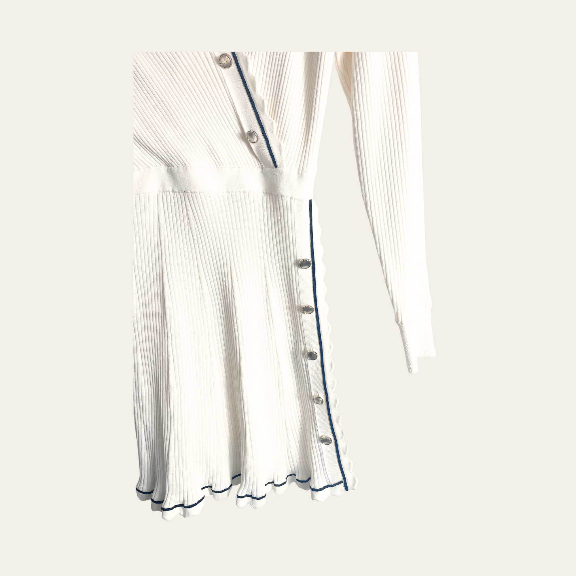 Self-Portrait – Robe portefeuille en maille côtelée contrastée, M