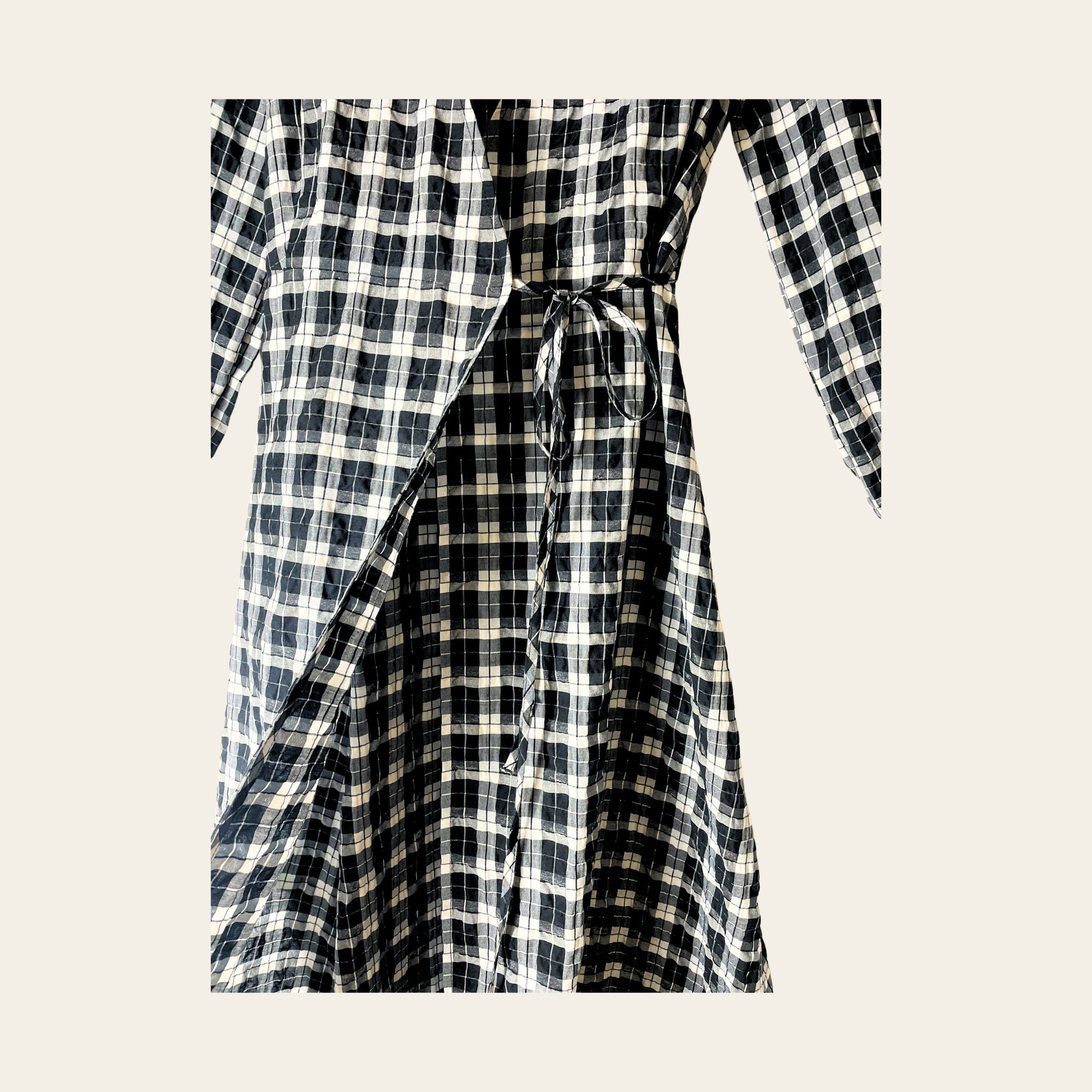 GANNI - 1964 Seersucker Check Wrap Dress, XS