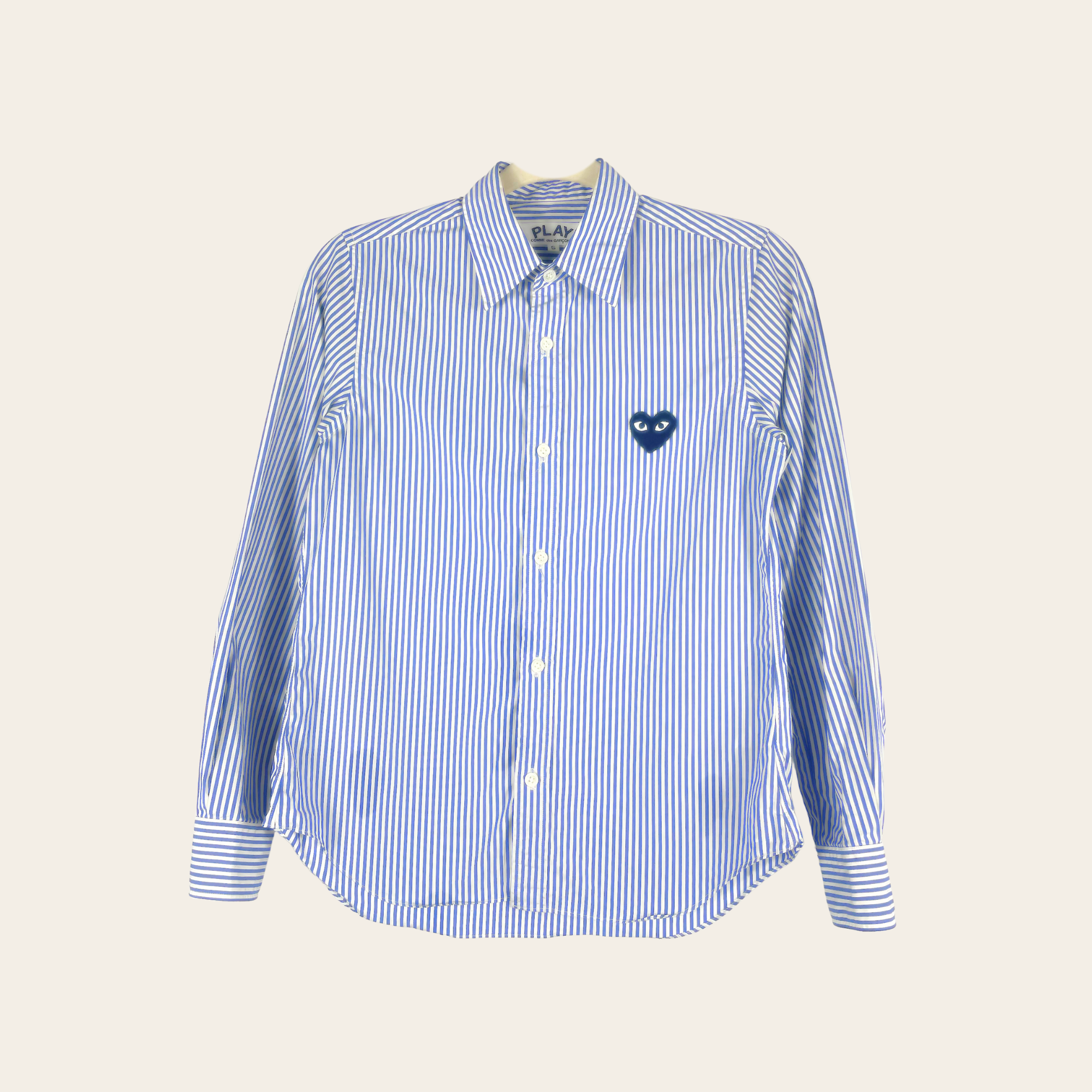 COMME des GARÇONS PLAY – Heart Patch Striped Shirt (AZ-B007), xs