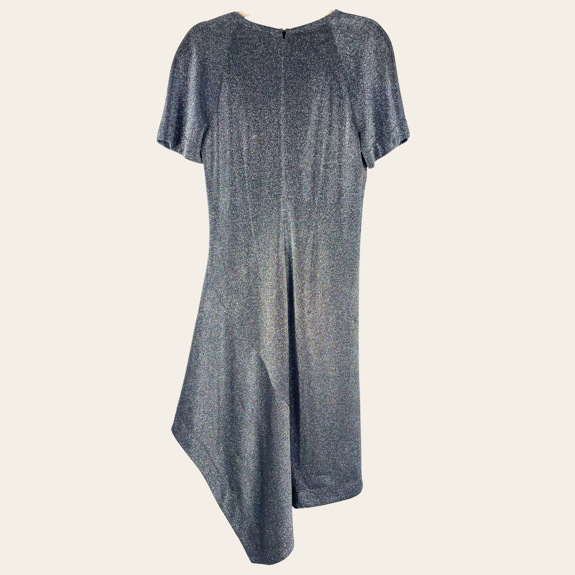 Cedric Charlier – Robe Asymétrique Lurex Argent