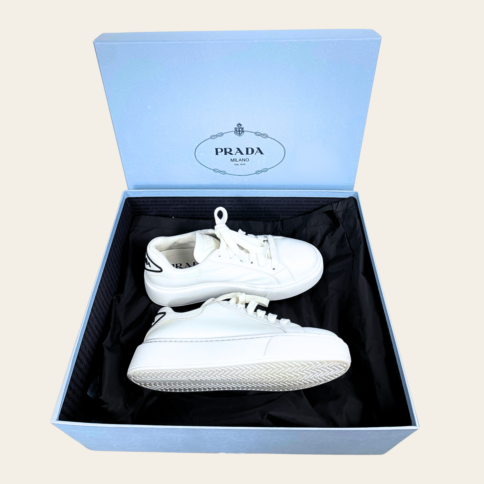 PRADA - Leather Platform Sneakers 37