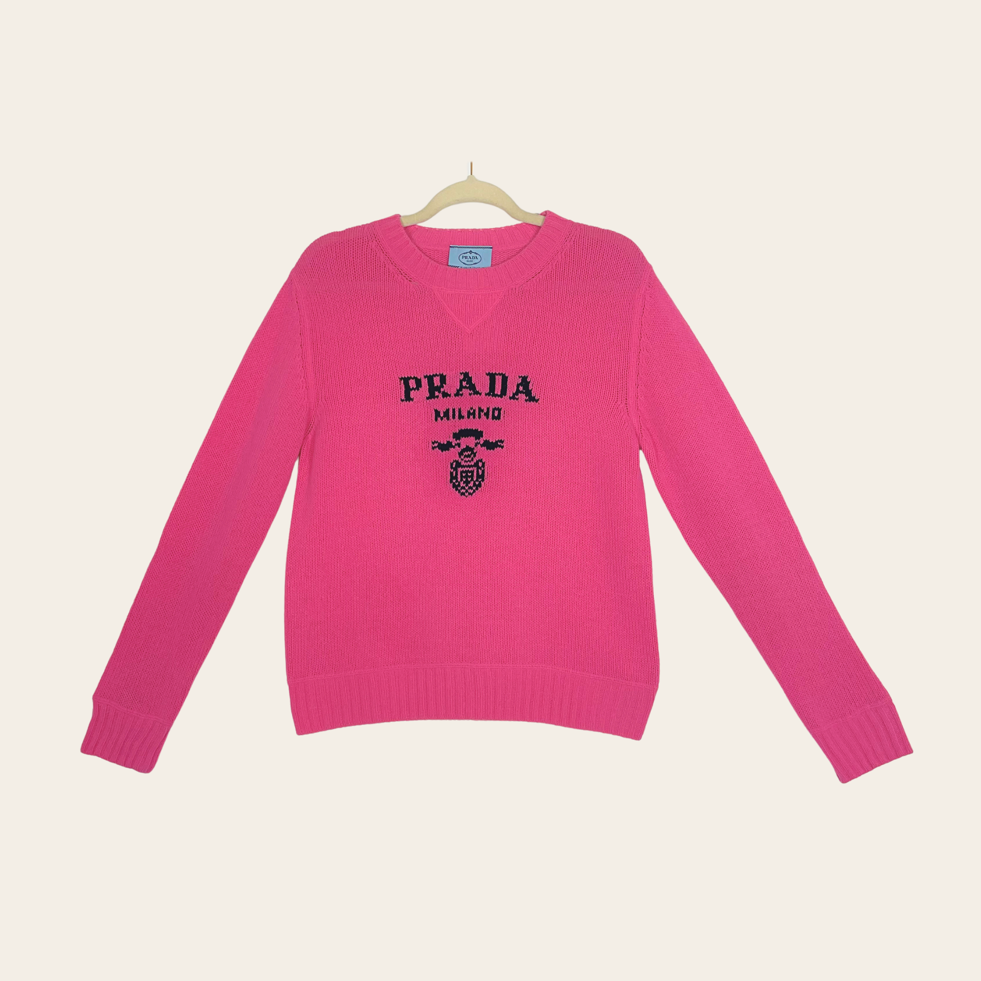 PRADA - Milano Logo Intarsia Cashmere Sweater S