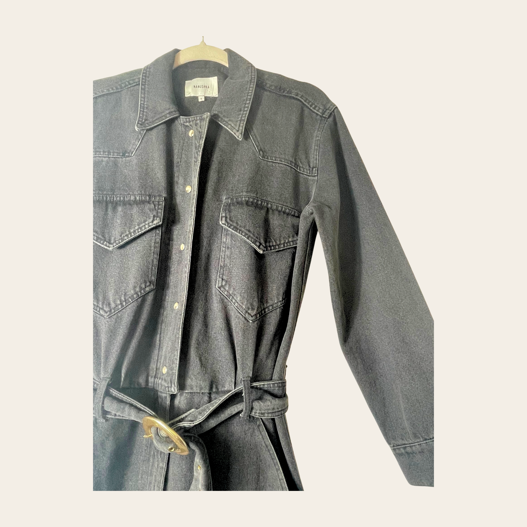 Denim noir Nanushka Salopette, s