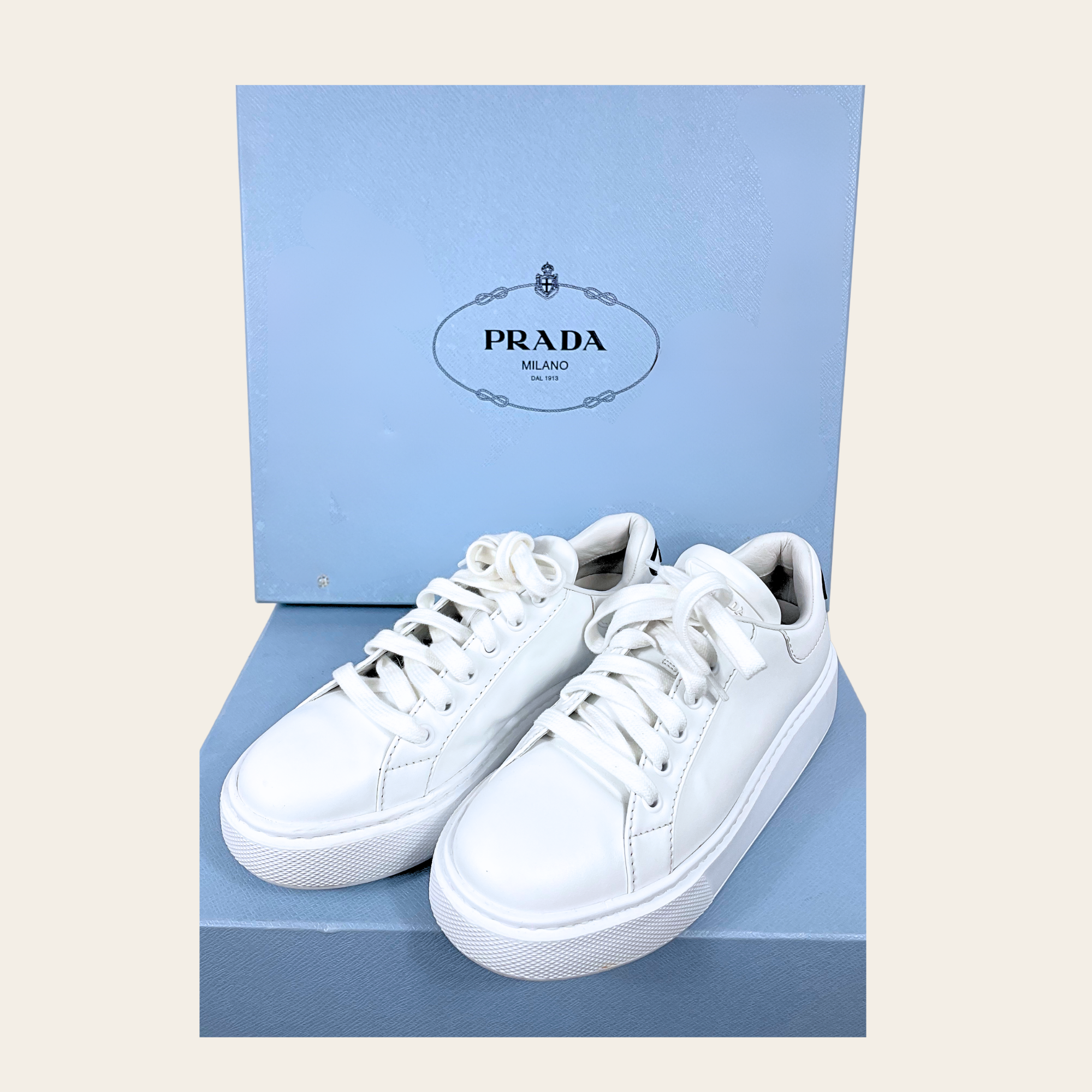 PRADA - Leather Platform Sneakers 37