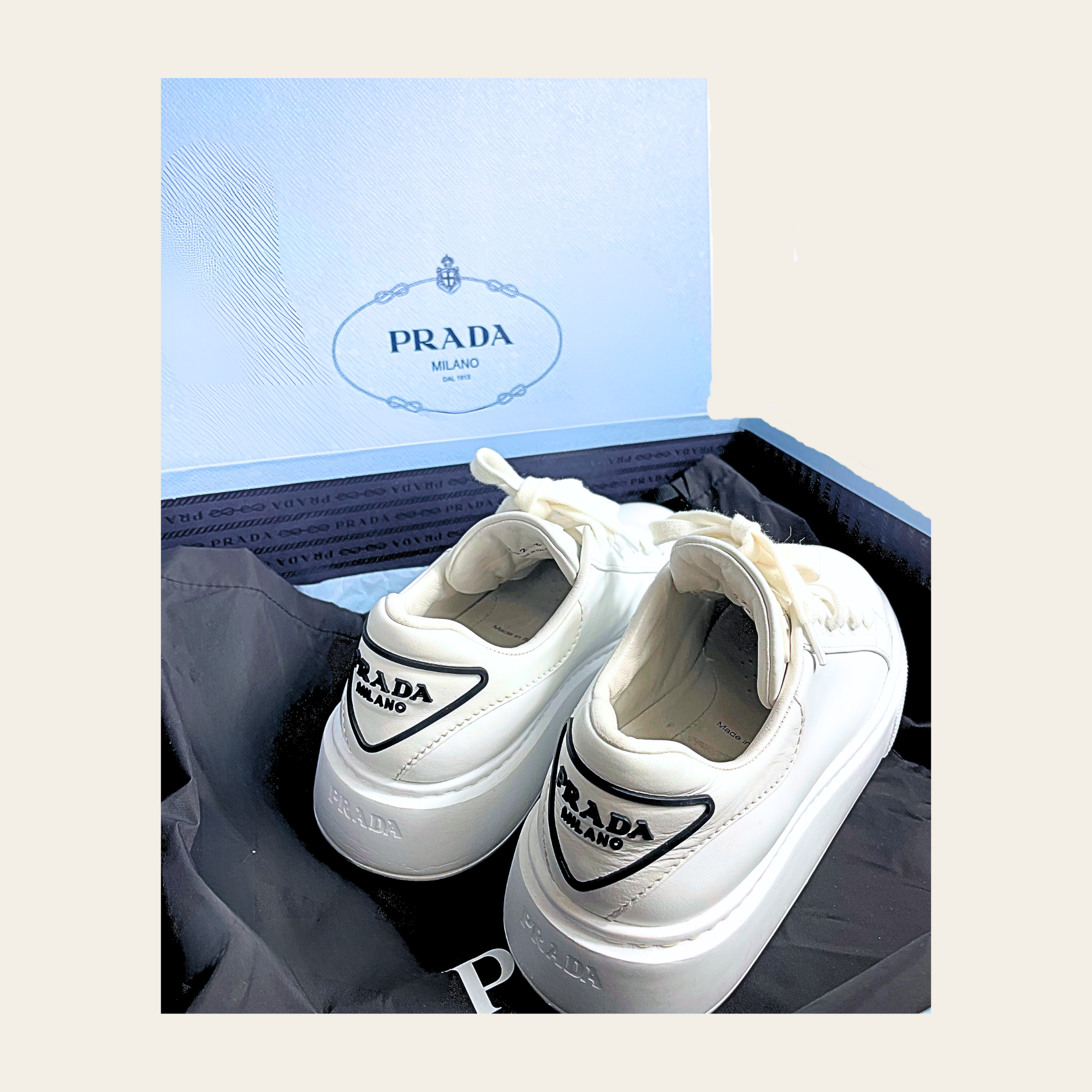 PRADA - Leather Platform Sneakers 37