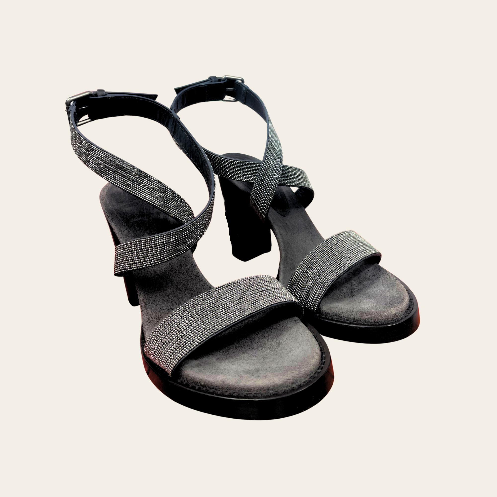 Brunello Cucinelli - Sandales Monili à Talon Bloc, 37.5