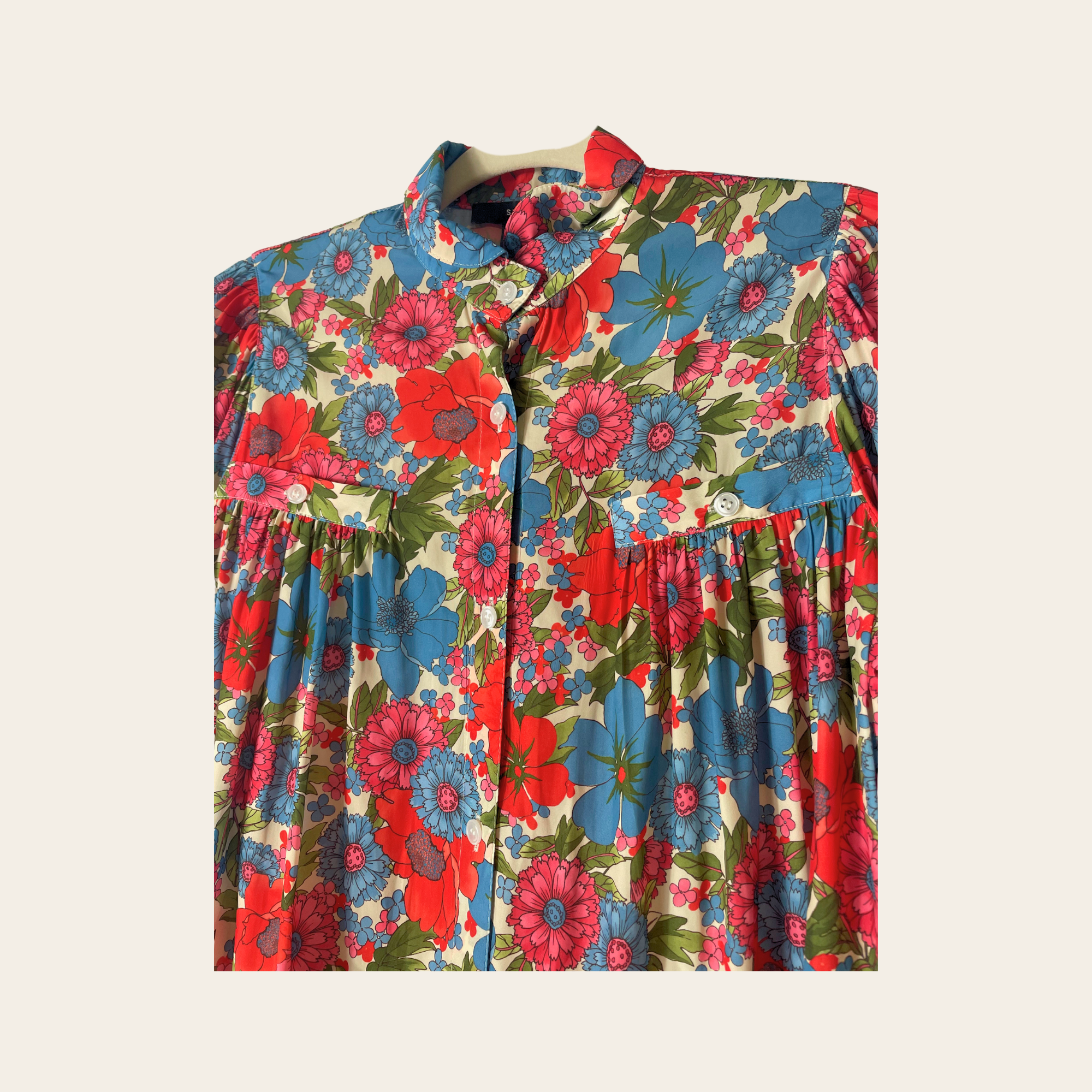 SMYTHE - Floral Silk Oversized Blouse, XS