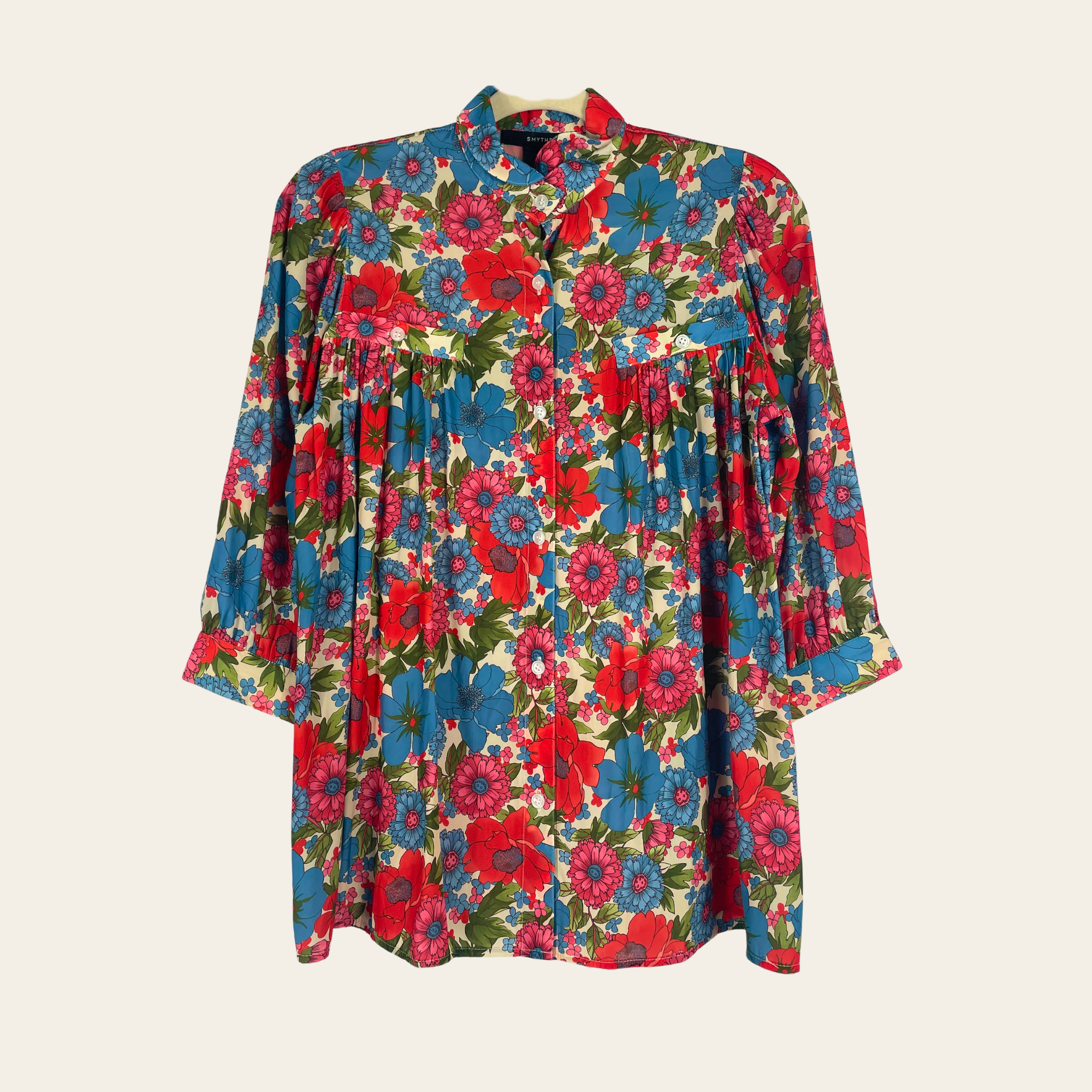 SMYTHE - Floral Silk Oversized Blouse, XS