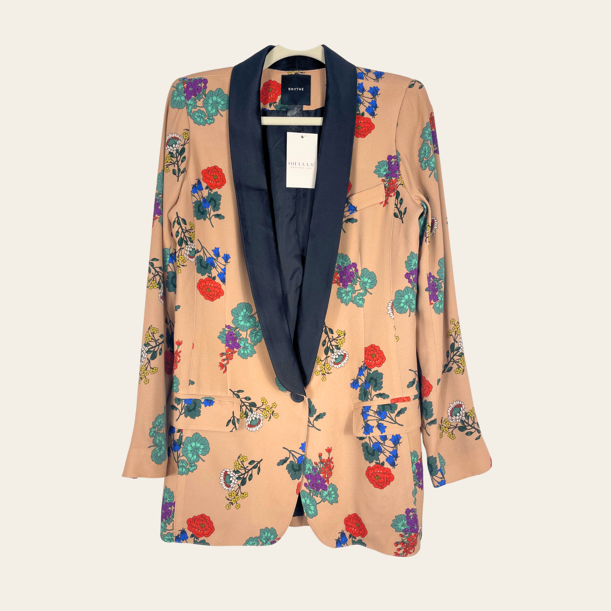 SMYTHE - Floral Shawl Collar Blazer, S