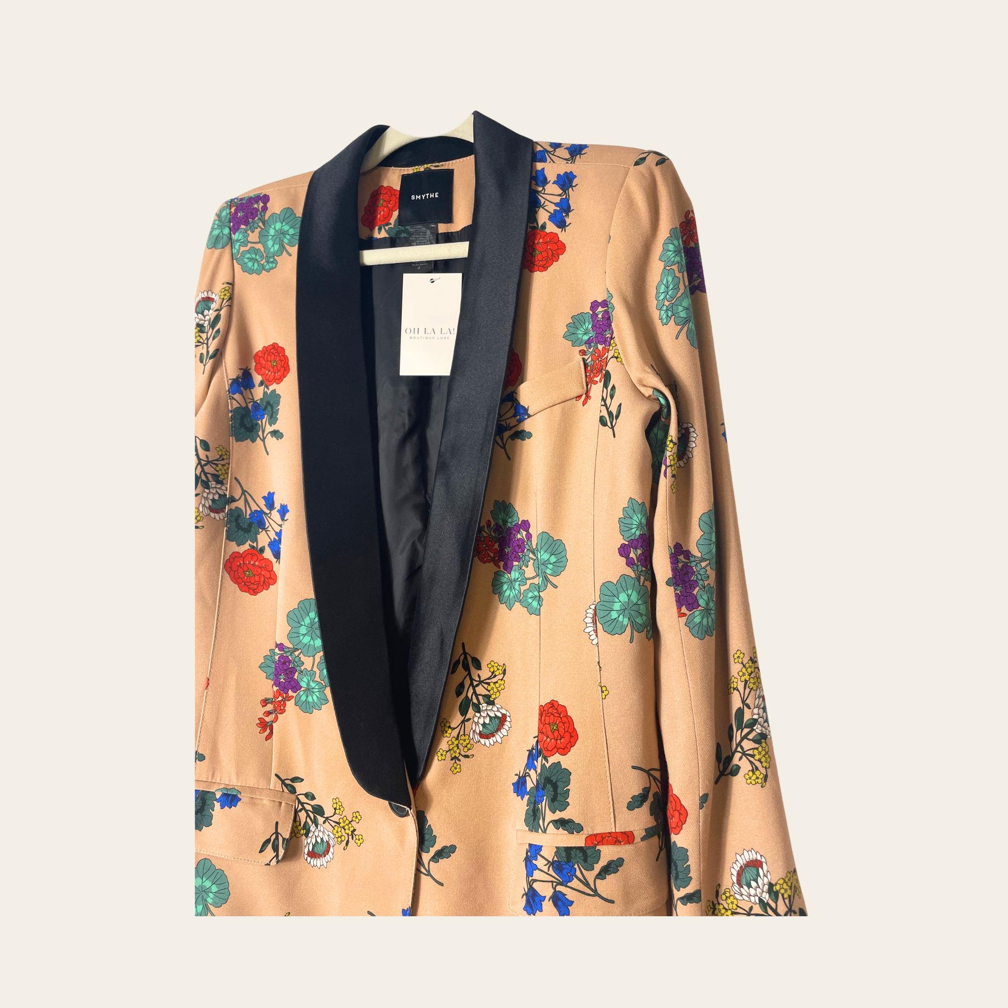 SMYTHE - Floral Shawl Collar Blazer, S