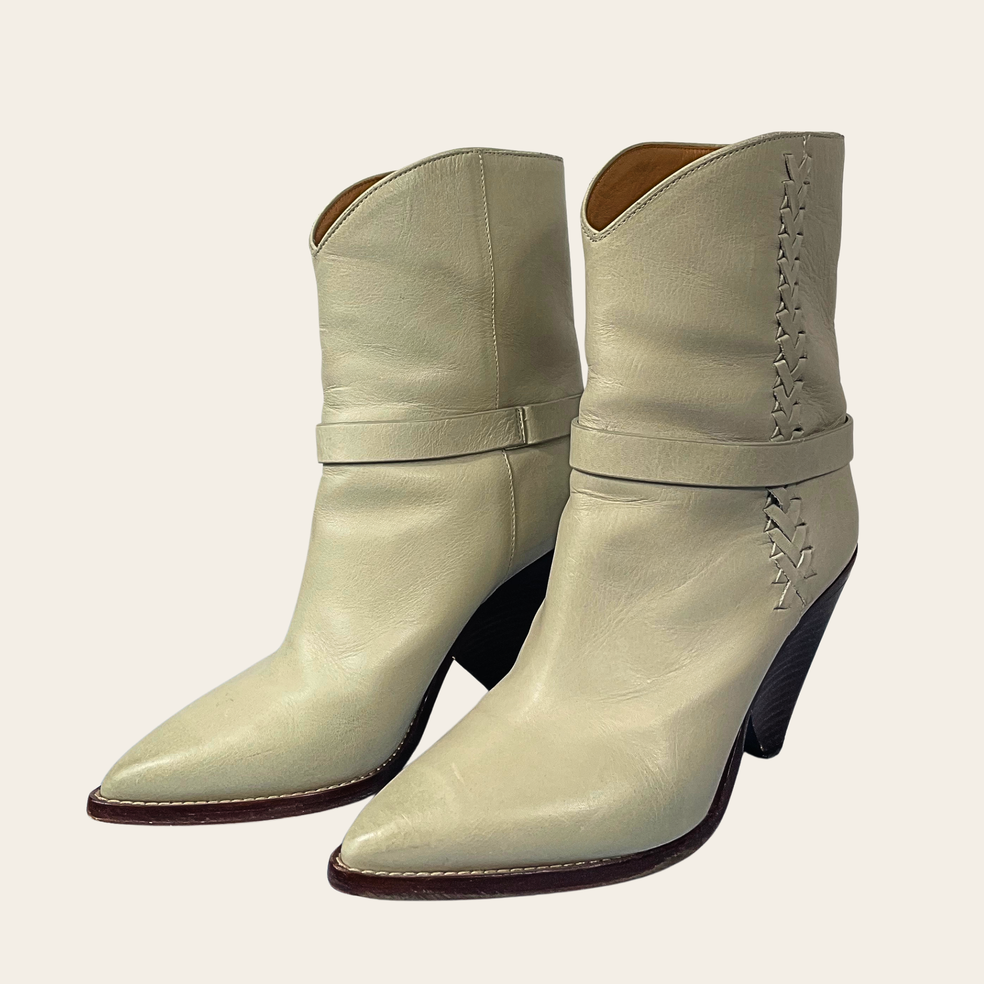 ISABEL MARANT - Dewina Leather Ankle Boots, 36