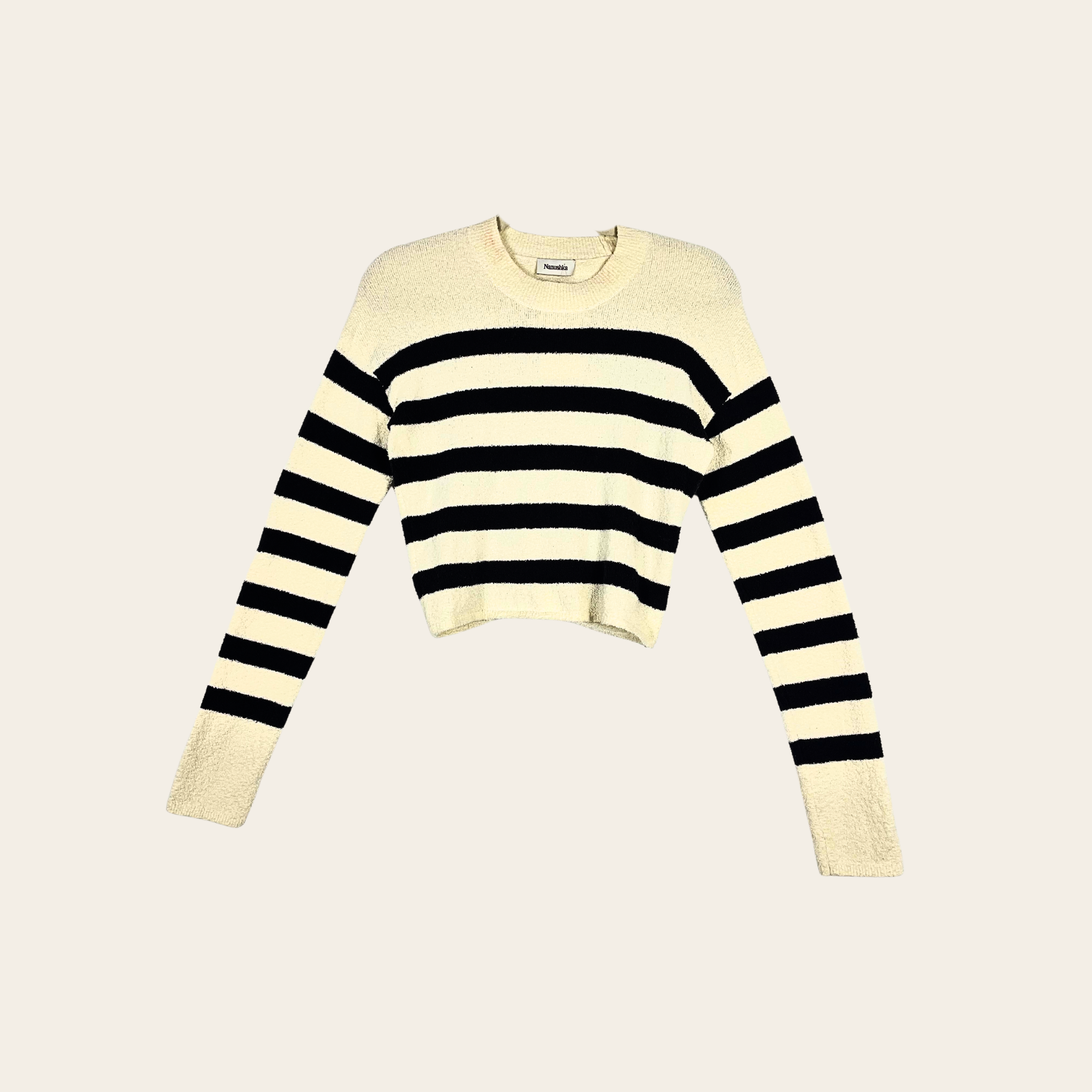 NANUSHKA - Open Back Striped Knit Sweater, S