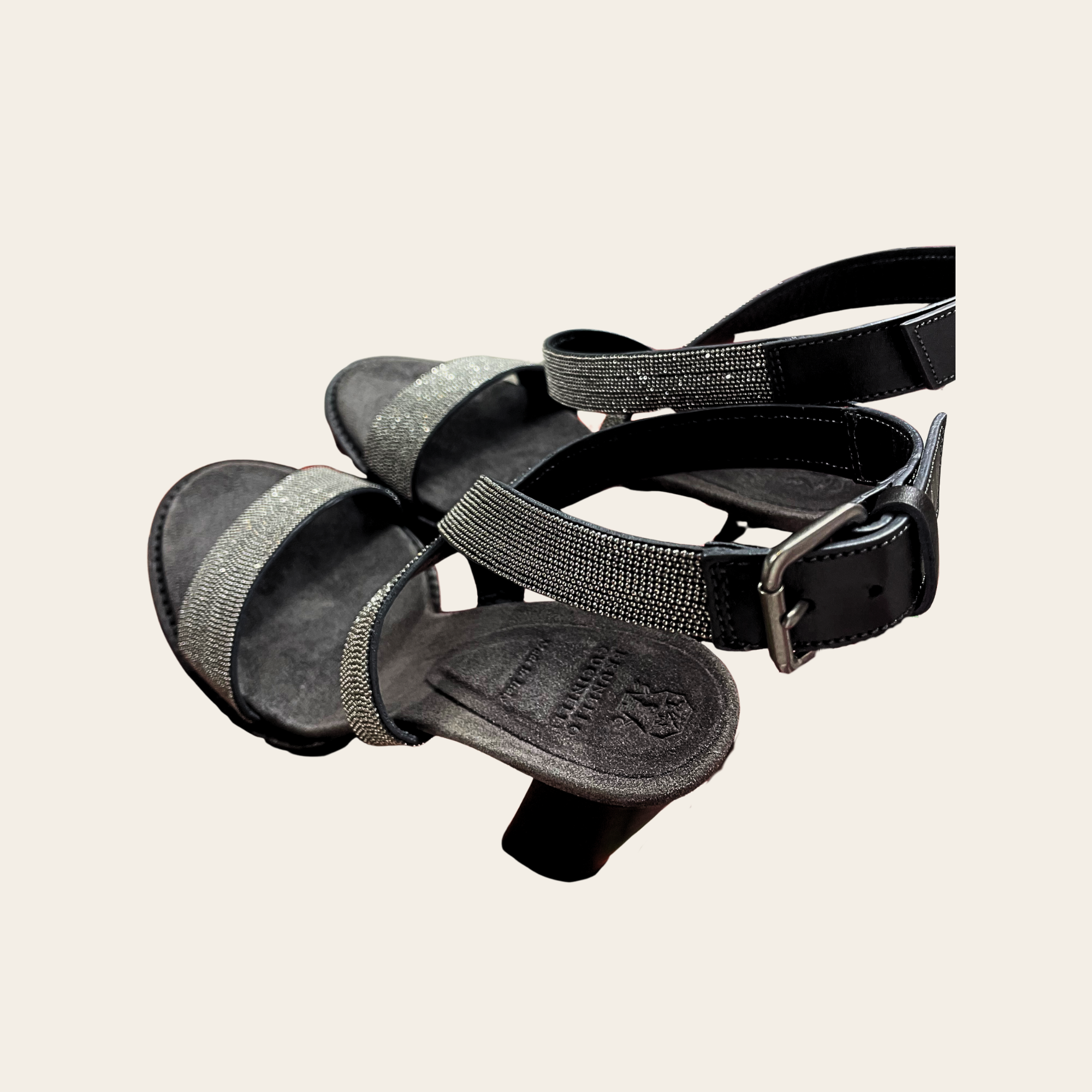 Brunello Cucinelli - Sandales Monili à Talon Bloc, 37.5