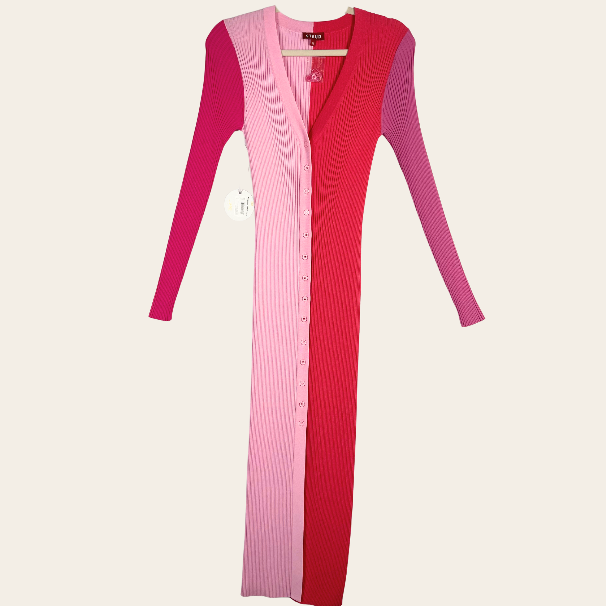 STAUD - Shoko Sweater Dress "Flamingo Multi", M