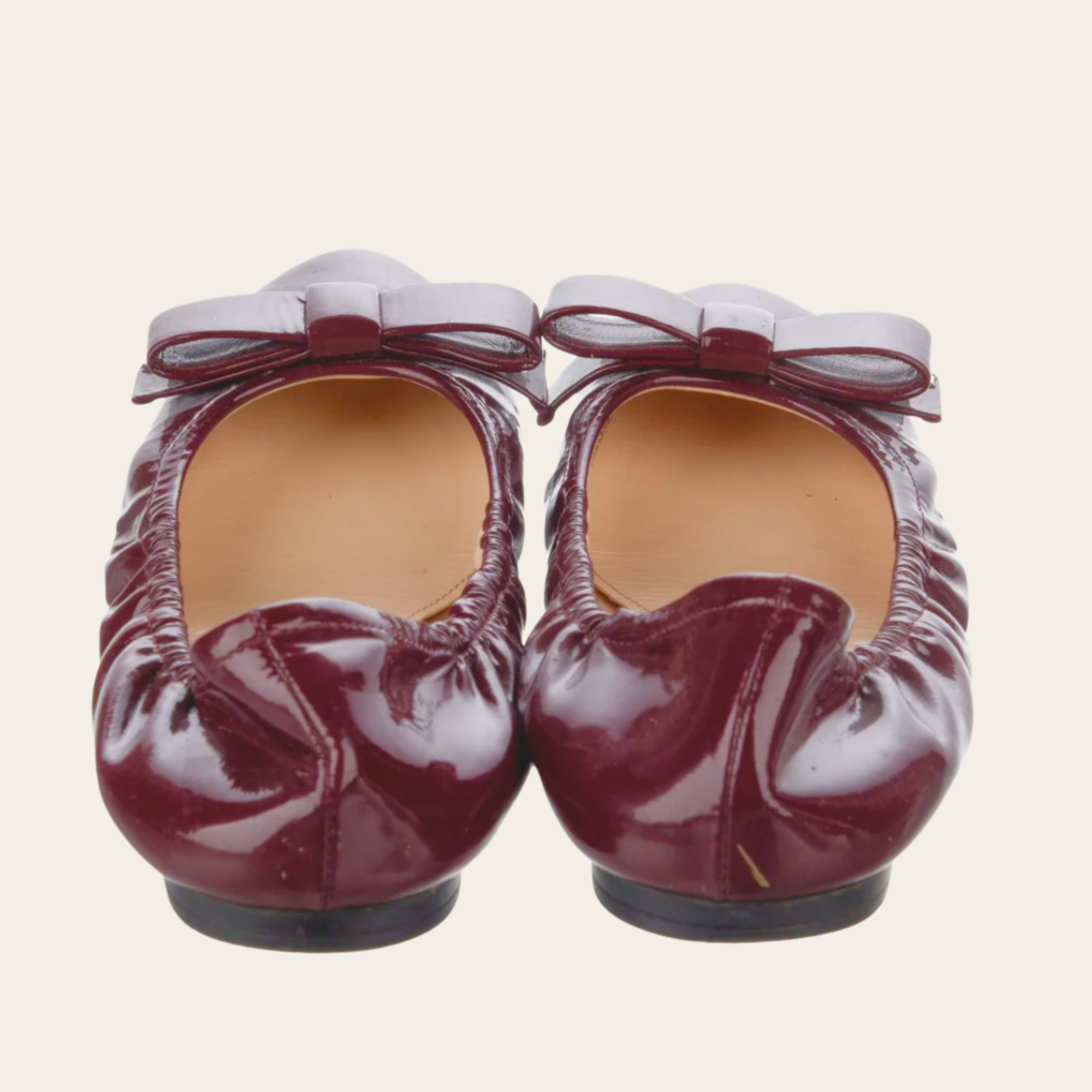 PRADA - Vernice Soft Amarena Ballet Flats, 37