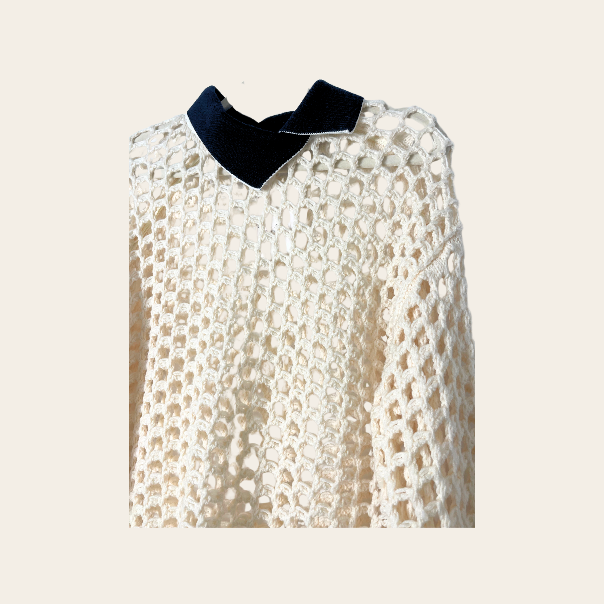 PHILLIP LIM - Open Knit Mesh Polo Sweater, M