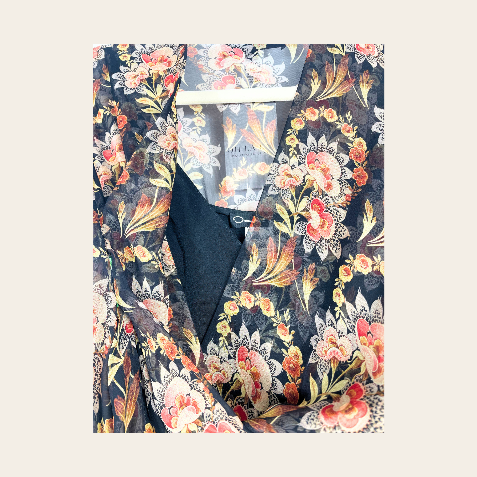 Oscar de la Renta - Floral Silk Wrap Dress Set, M