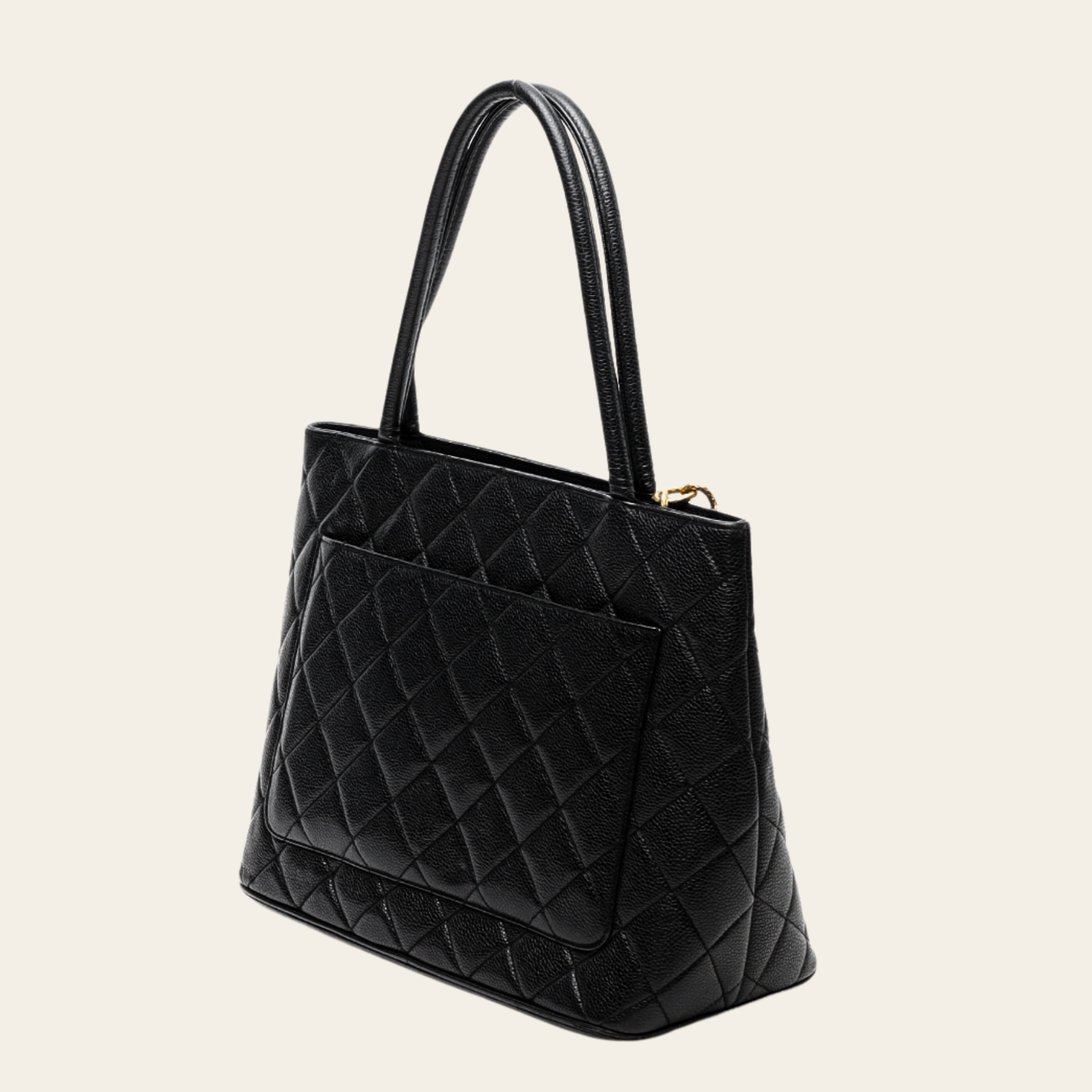 CHANEL - (Medallion Tote) Grand Cabas Matelassé Caviar Noir