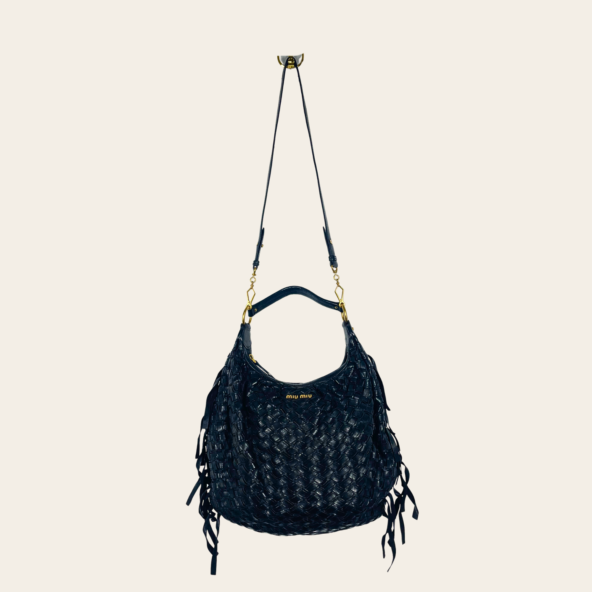 MIU MIU - Coffer Intrecciato Leather Hobo Bag