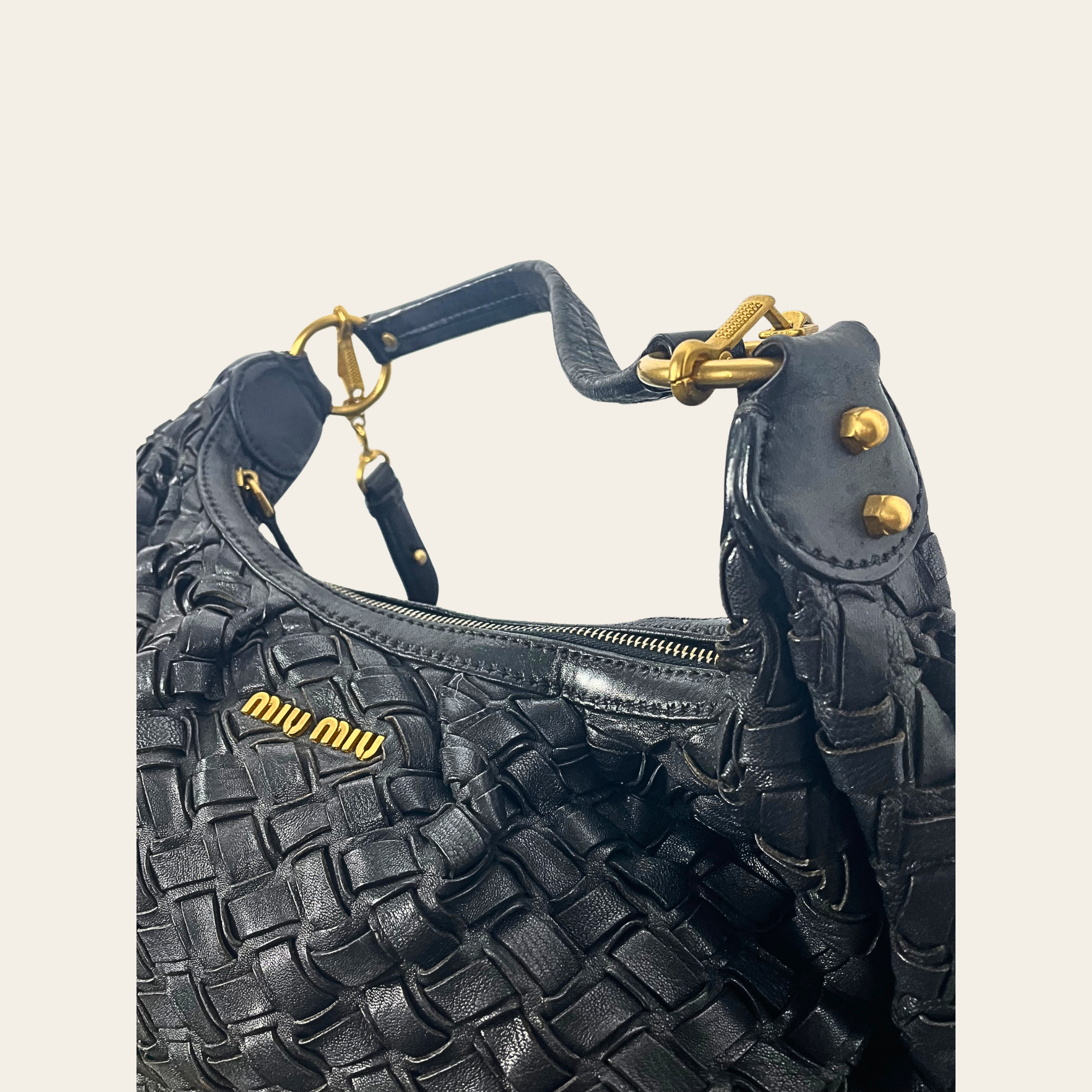 MIU MIU - Coffer Intrecciato Leather Hobo Bag