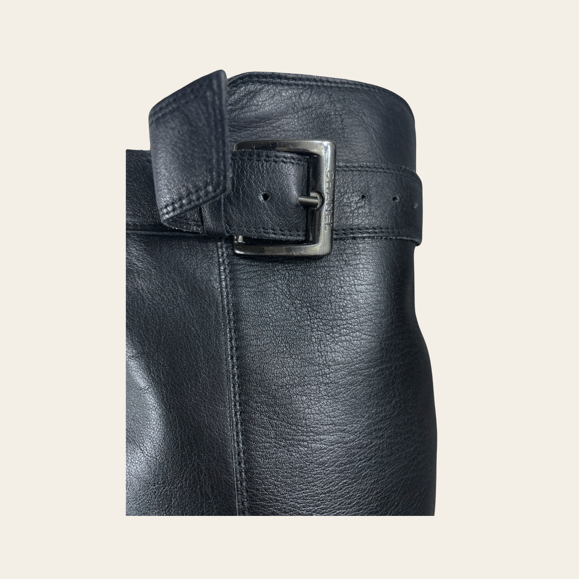 CHANEL - Gaiter Knee-High Leather Boots 39