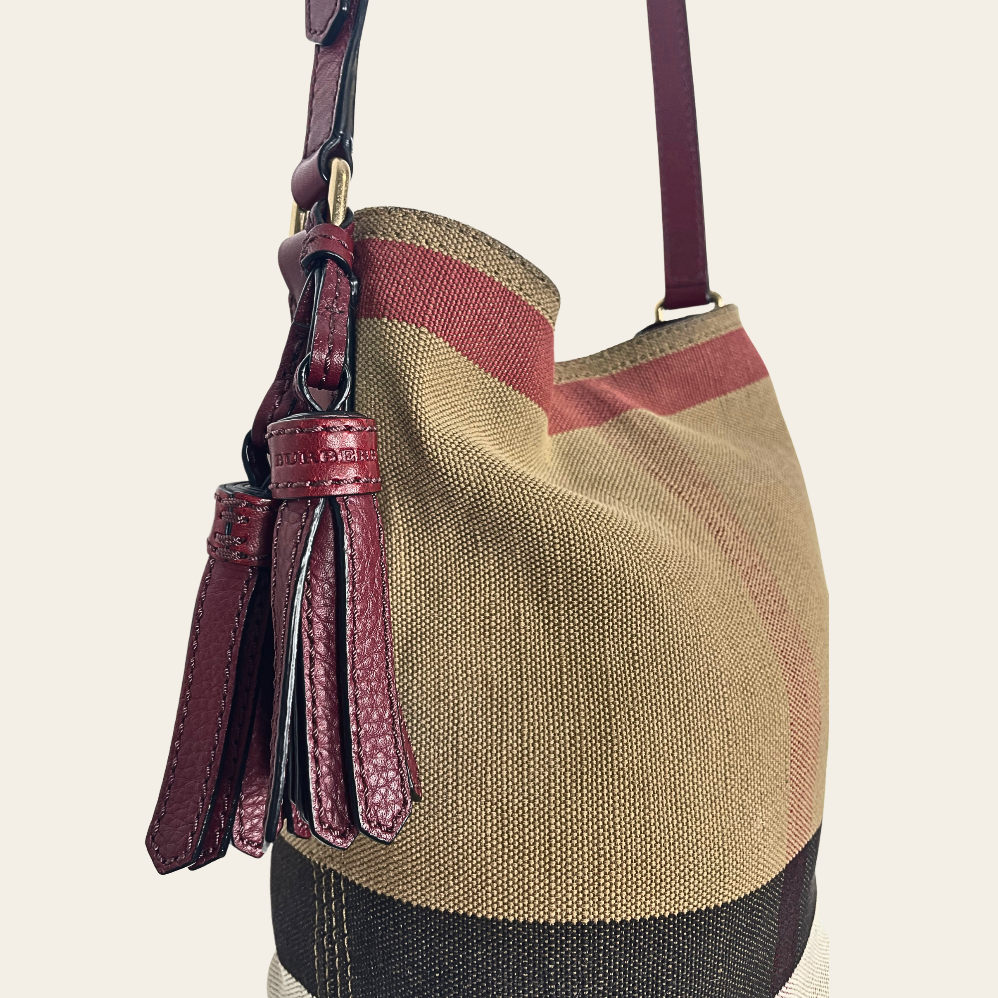 BURBERRY -  Ashby House Check Bucket Bag