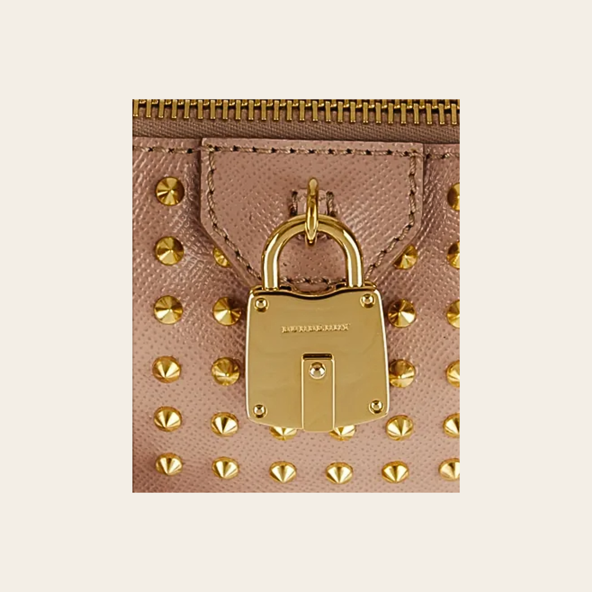 Burberry - Patent Calfskin Studded Bowler Bag “Oyster Pink”