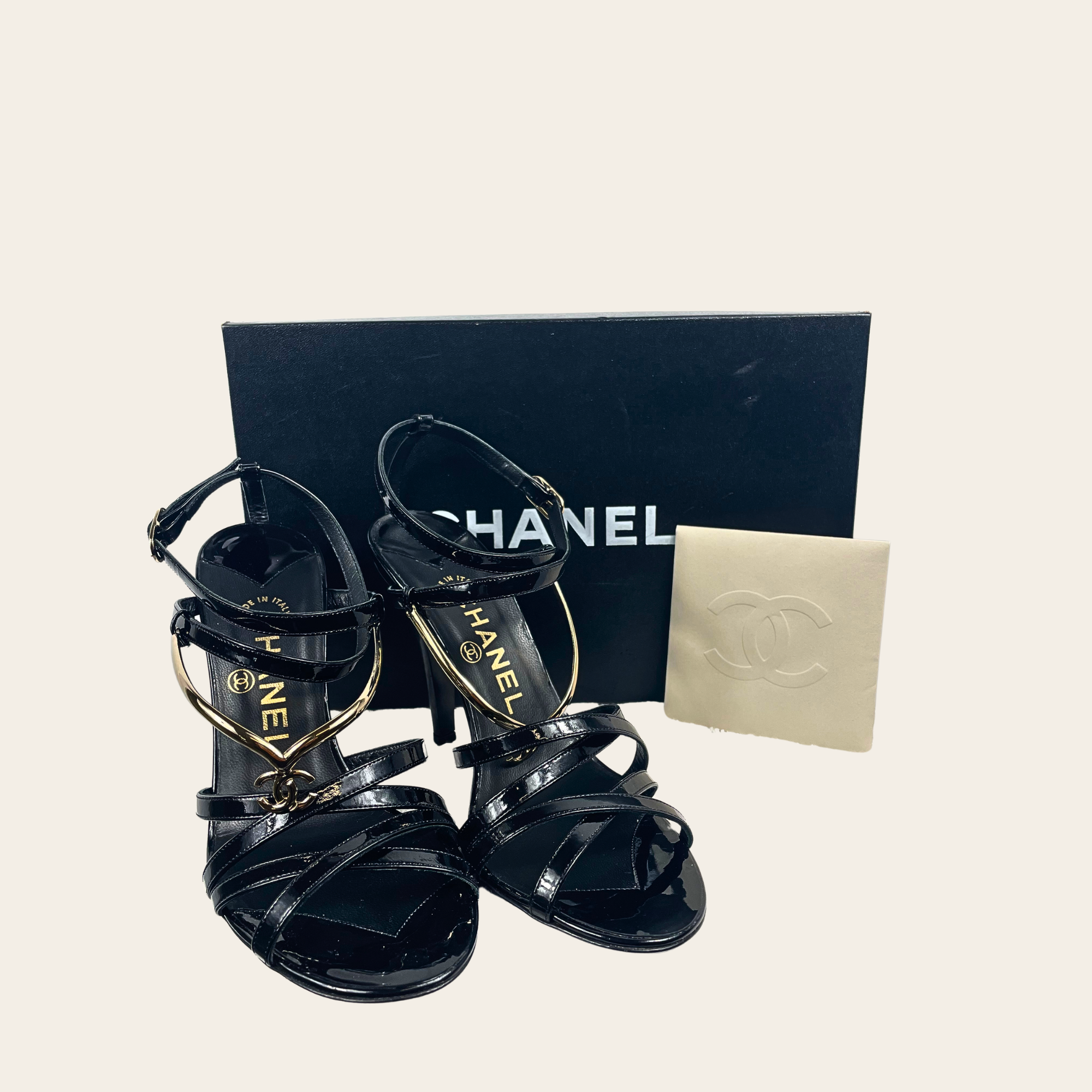 CHANEL - Sandales à talons CC Logo 36.5
