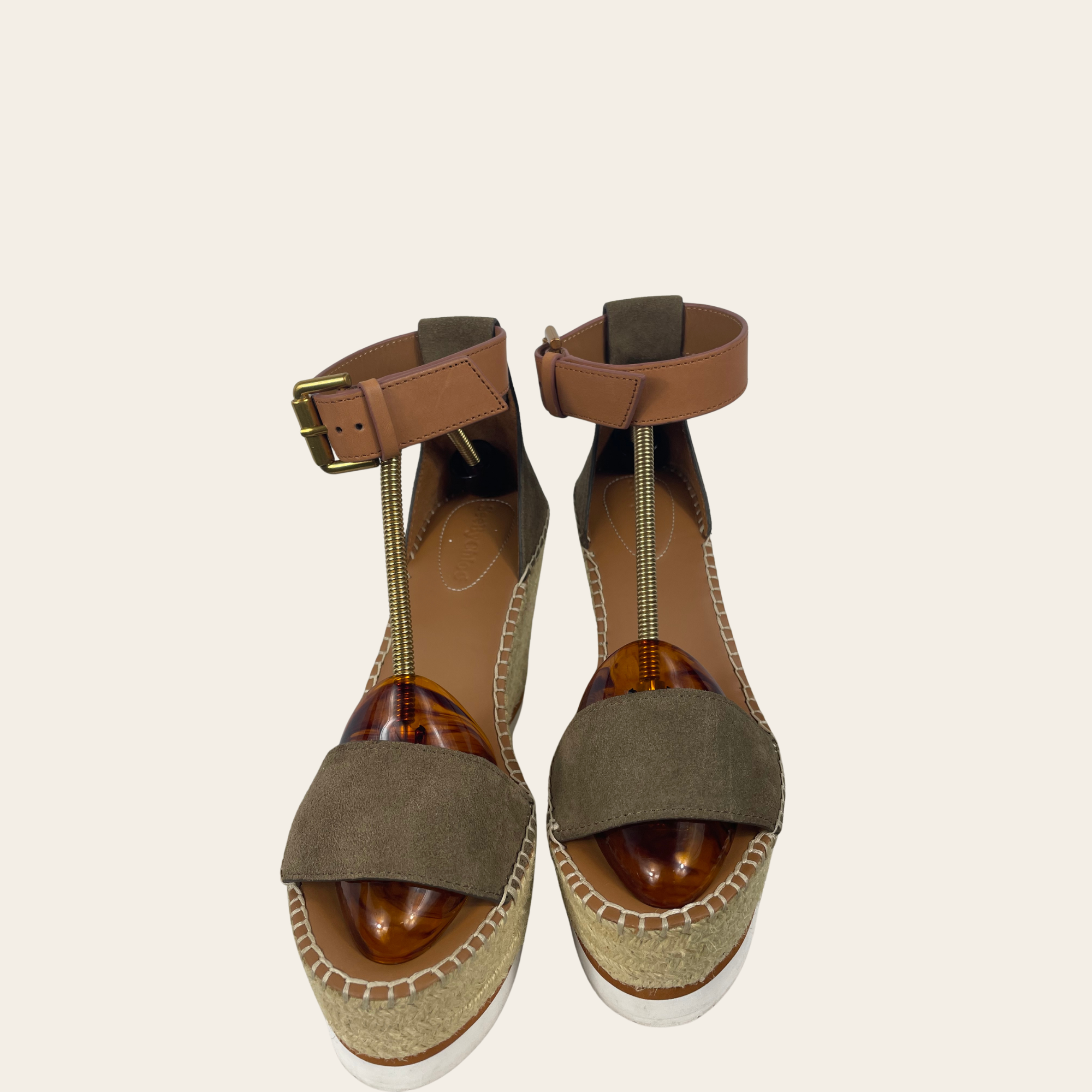 CHLOÉ - Sandales Compensées Espadrilles Ankle Strap 38