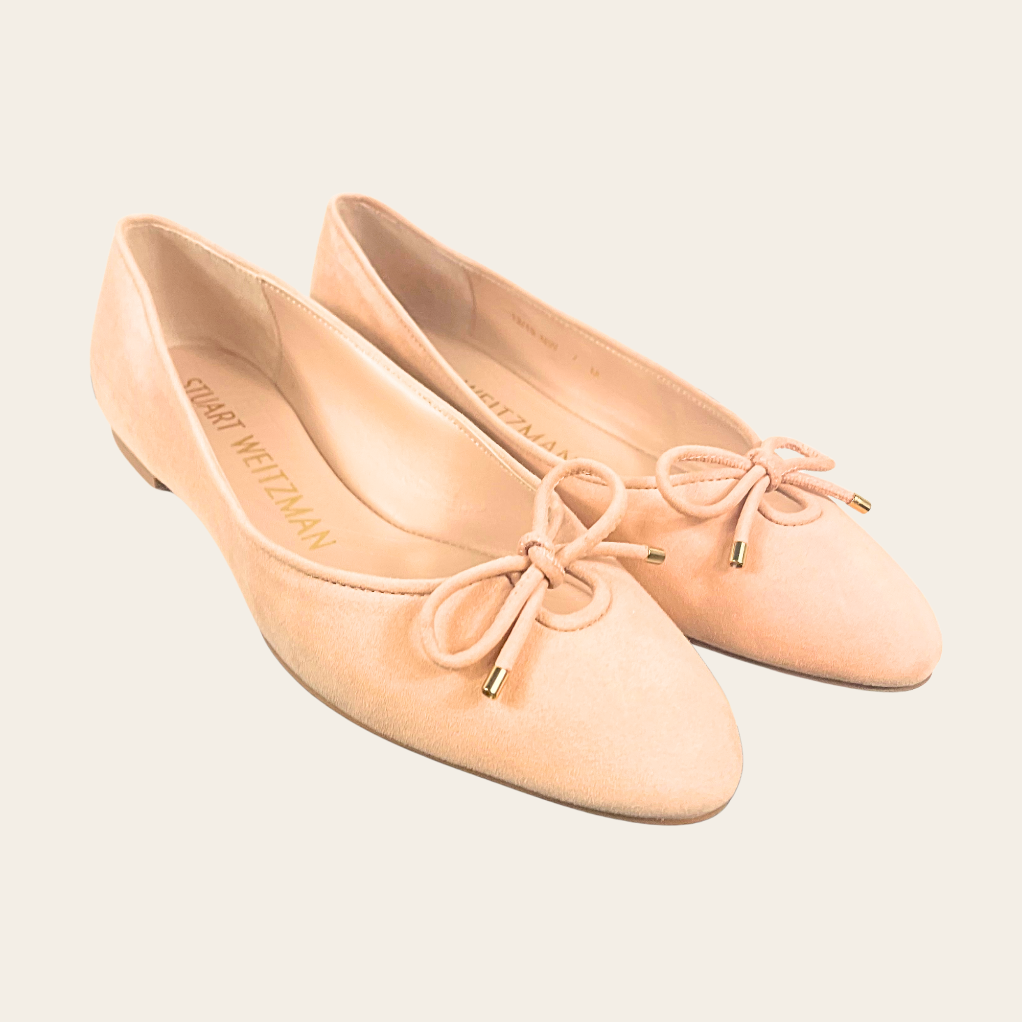 STUART WEITZMAN - Gabby Ballet Flats en suède nude, 37.5