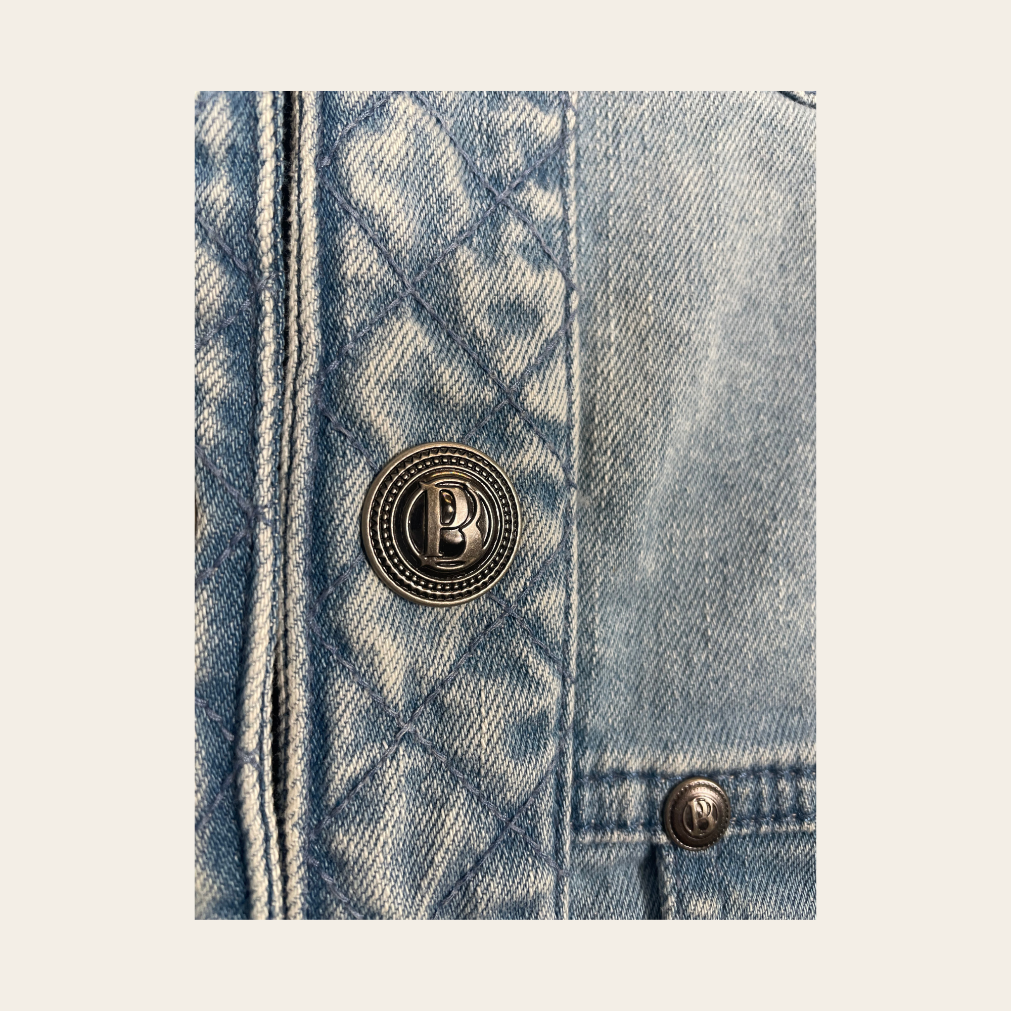 BALMAIN - Biker Jacket en denim vintage XS/SMALL