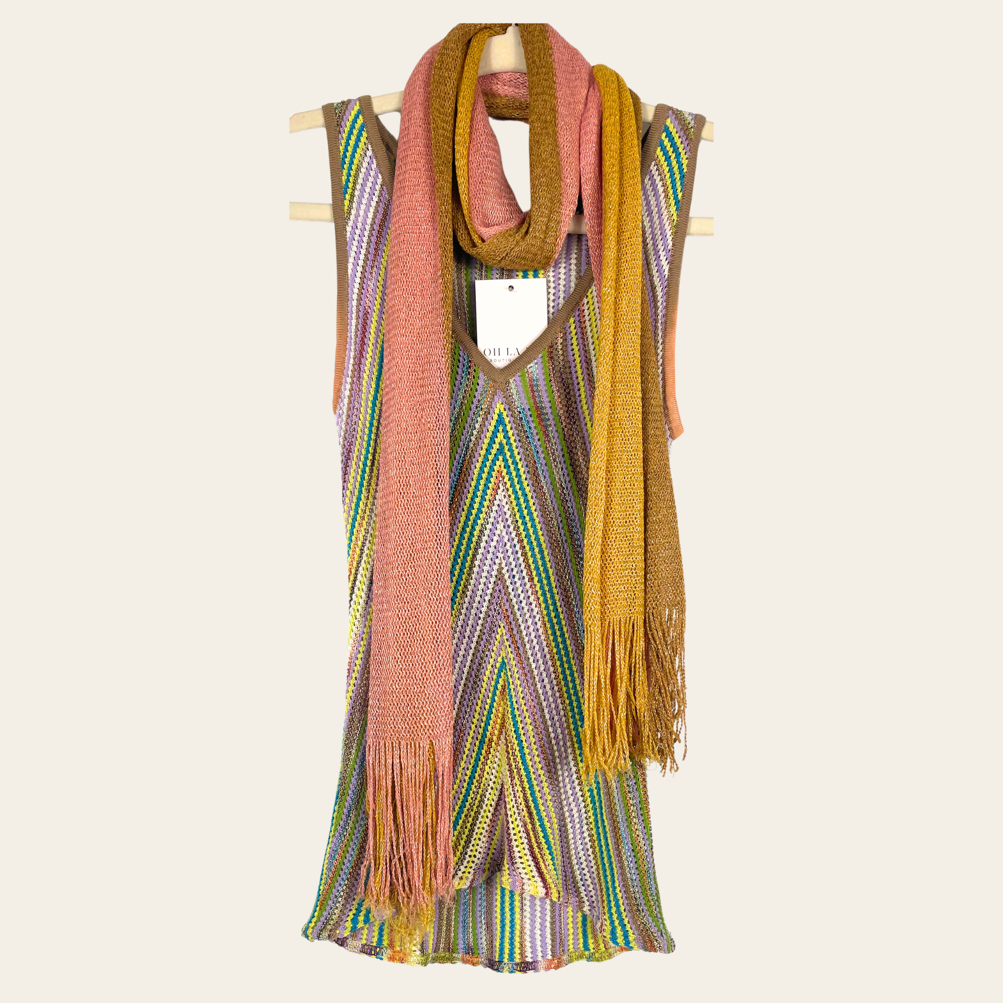 Missoni - Zigzag Metallic Knit Dress & Scarf Set Small/Médium