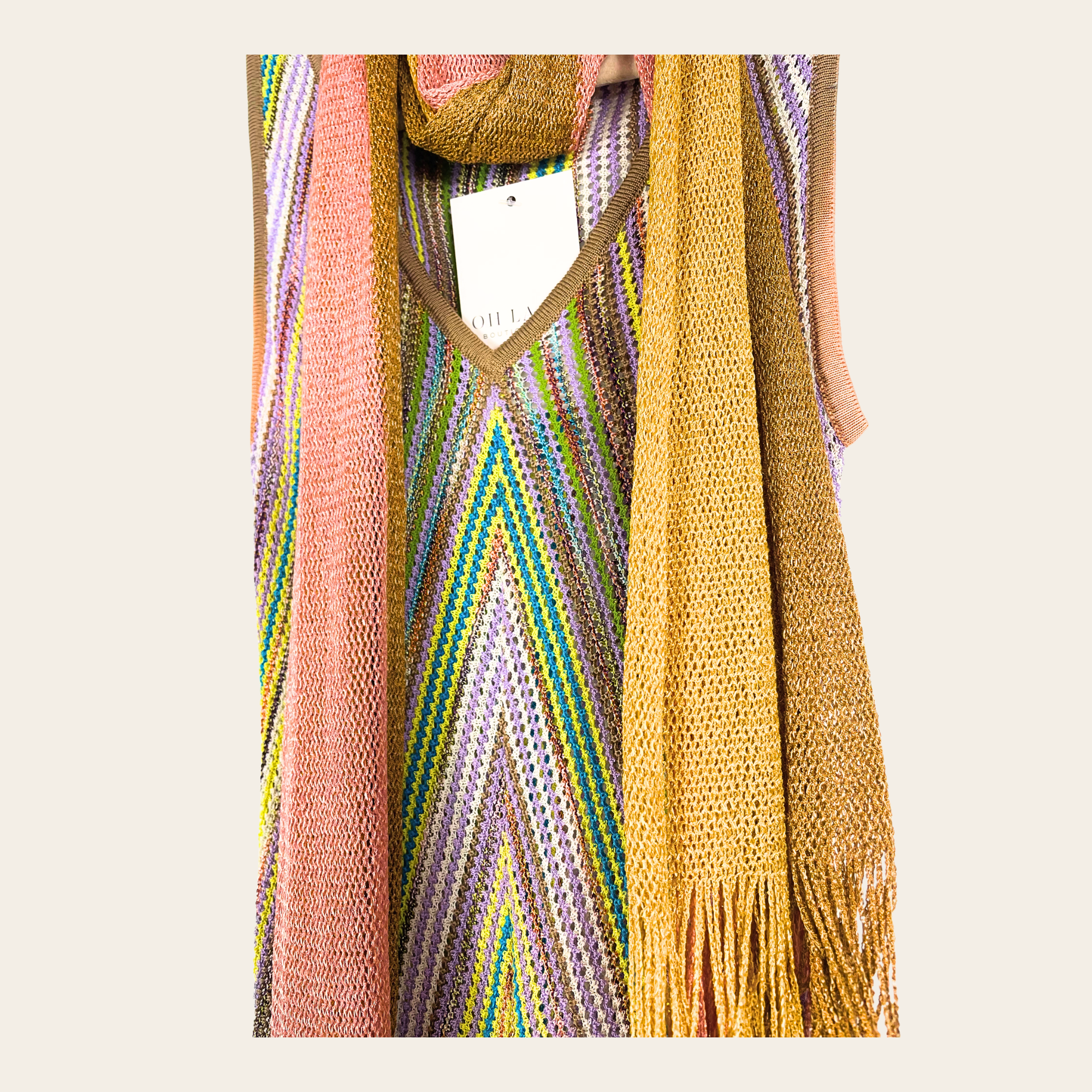 Missoni - Zigzag Metallic Knit Dress & Scarf Set Small/Médium