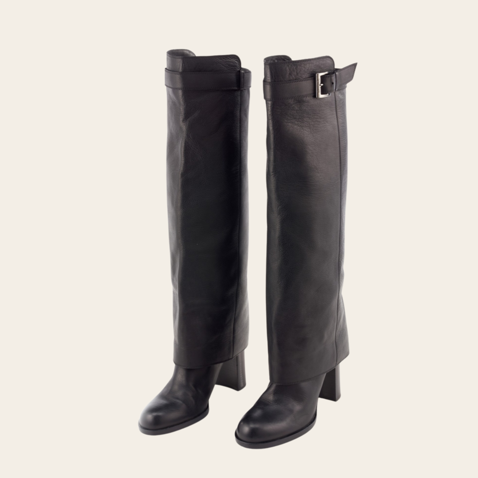 CHANEL - Gaiter Knee-High Leather Boots 39