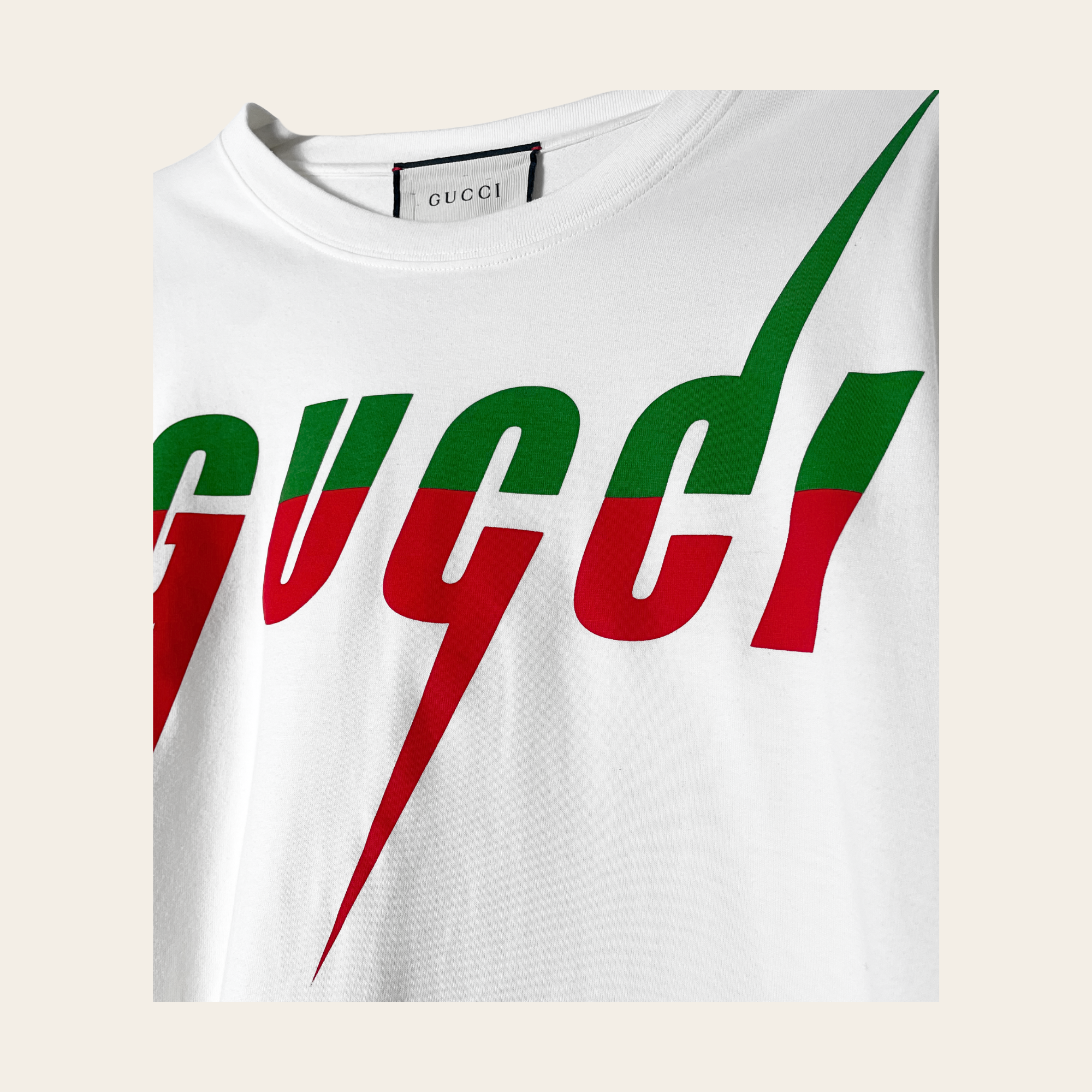 GUCCI - Gucci Logo Lightning Print Cotton T-Shirt, M
