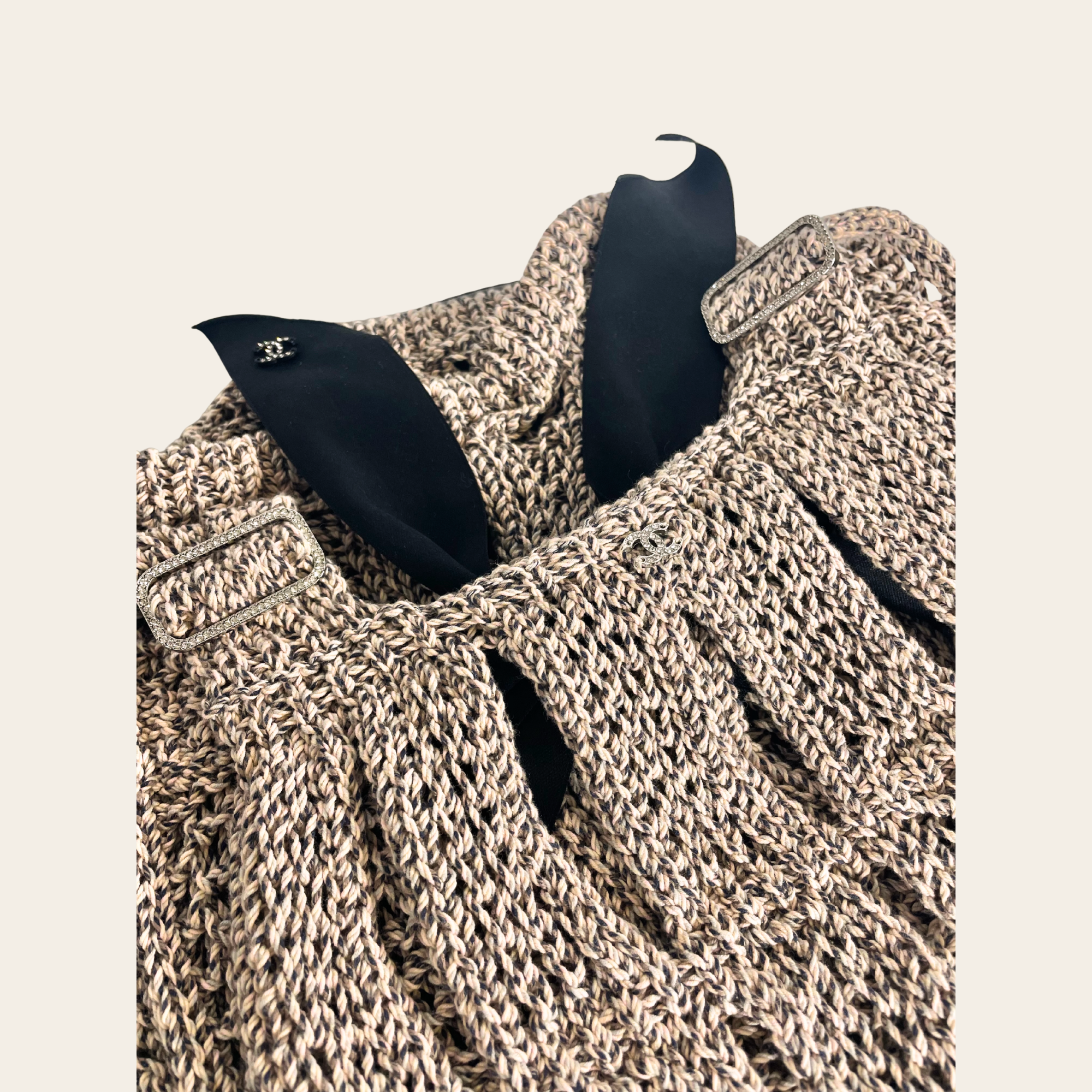 CHANEL - Gilet Maille Ajourée Ceinturé - MEDIUM/LARGE