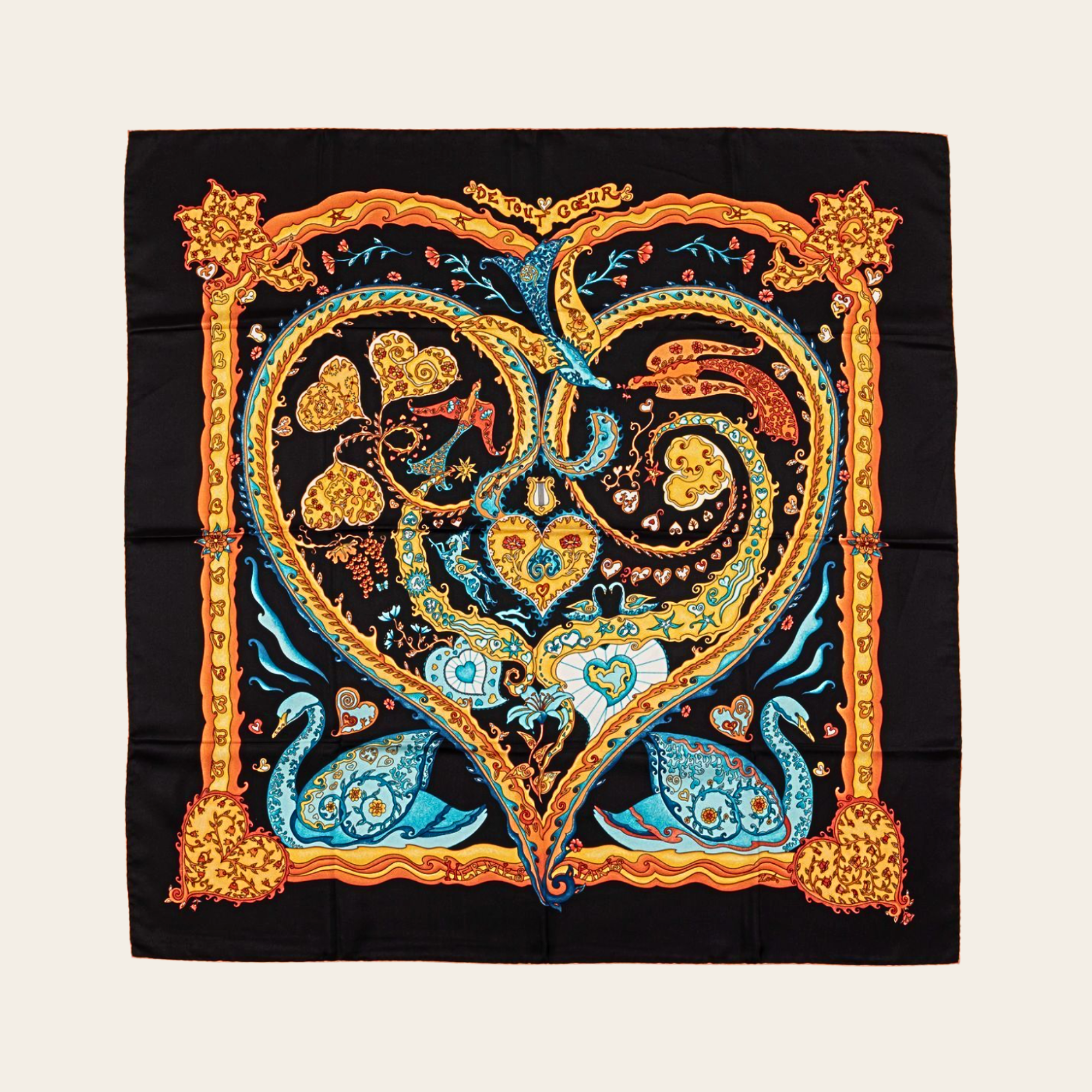 HERMÈS - Carré 90 “De Tout Cœur” par Zoé Pauwels