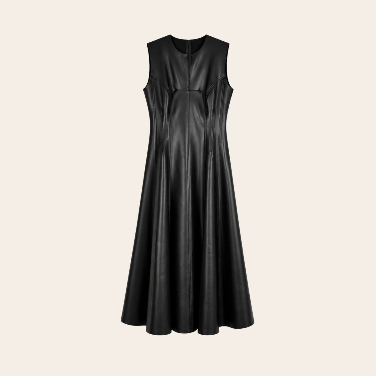 NORMA KAMALI — Robe longue Sleeveless Grace noire à effet cuir et coutures sculptantes, taille L