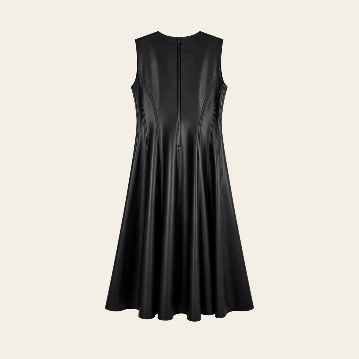 NORMA KAMALI — Robe longue Sleeveless Grace noire à effet cuir et coutures sculptantes, taille L