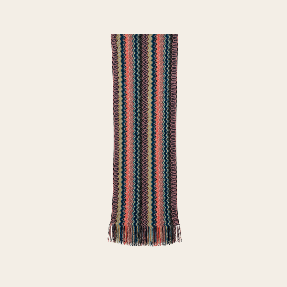 MISSONI — Écharpe en maille multicolore à chevrons scintillants et finitions frangées