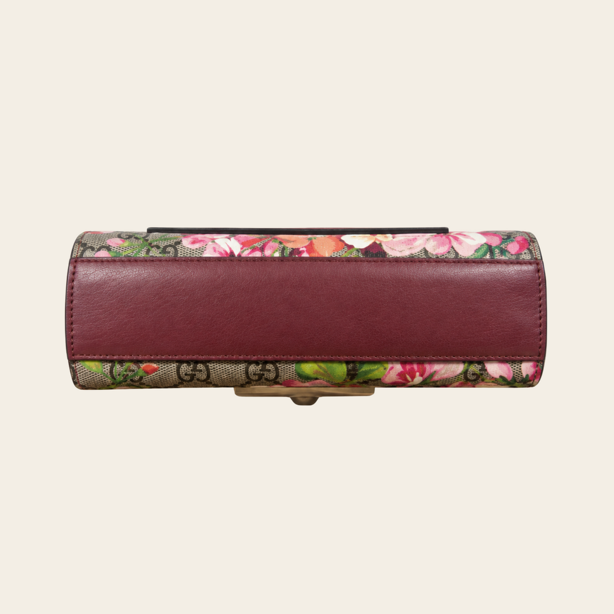 GUCCI — Sac Padlock Small GG Supreme Blooms à imprimé floral et cuir bordeaux