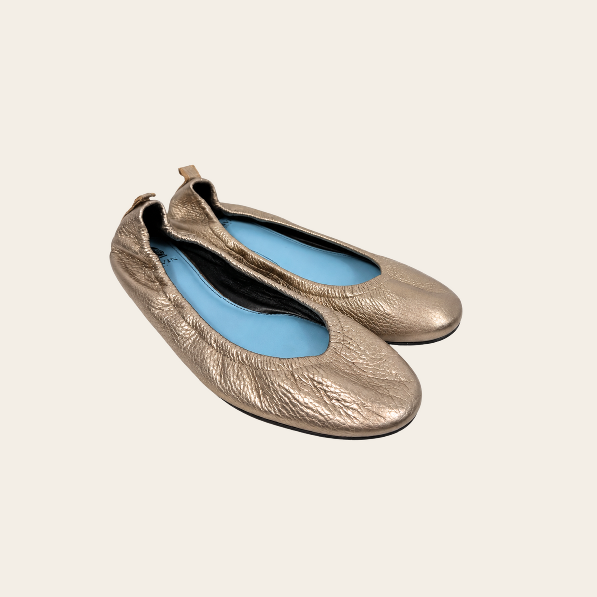 LANVIN — Ballerines Classic en cuir de veau métallisé bronze à contour élastiqué, taille 39