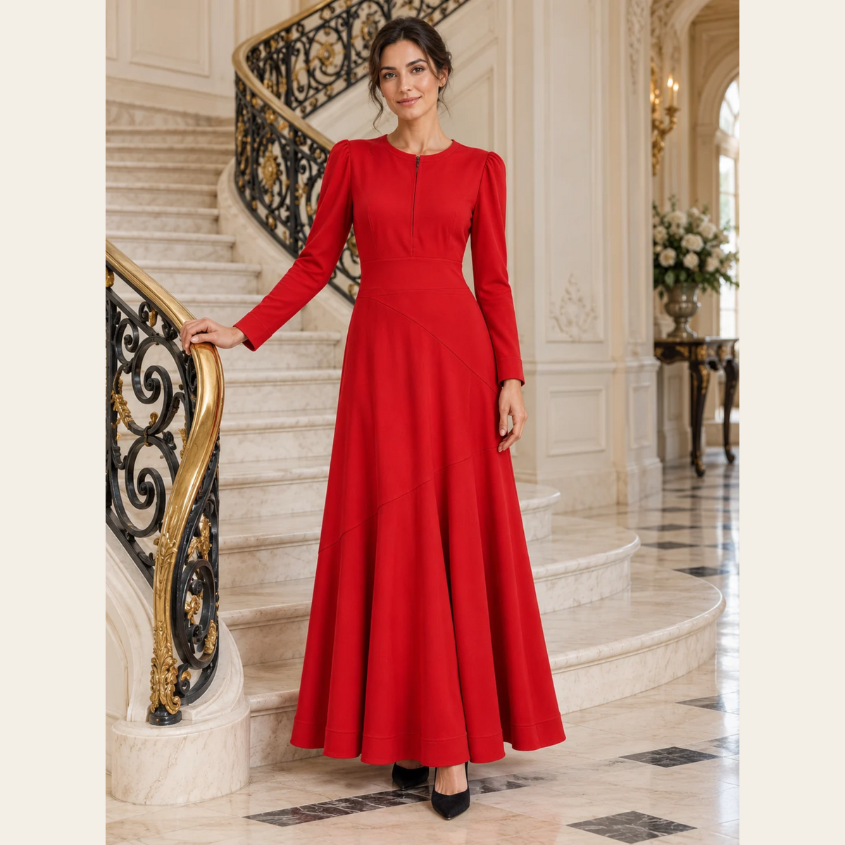 ME+EM — Robe Ponte Bias Panel Midi Dress en jersey rouge à découpes asymétriques — L (14 UK / 10 US)