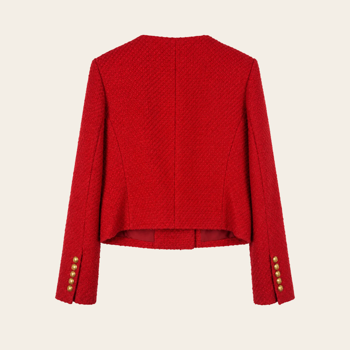 VERONICA BEARD — Veste Bentley en tweed rouge Nantucket à double boutonnage doré — L (12 US)