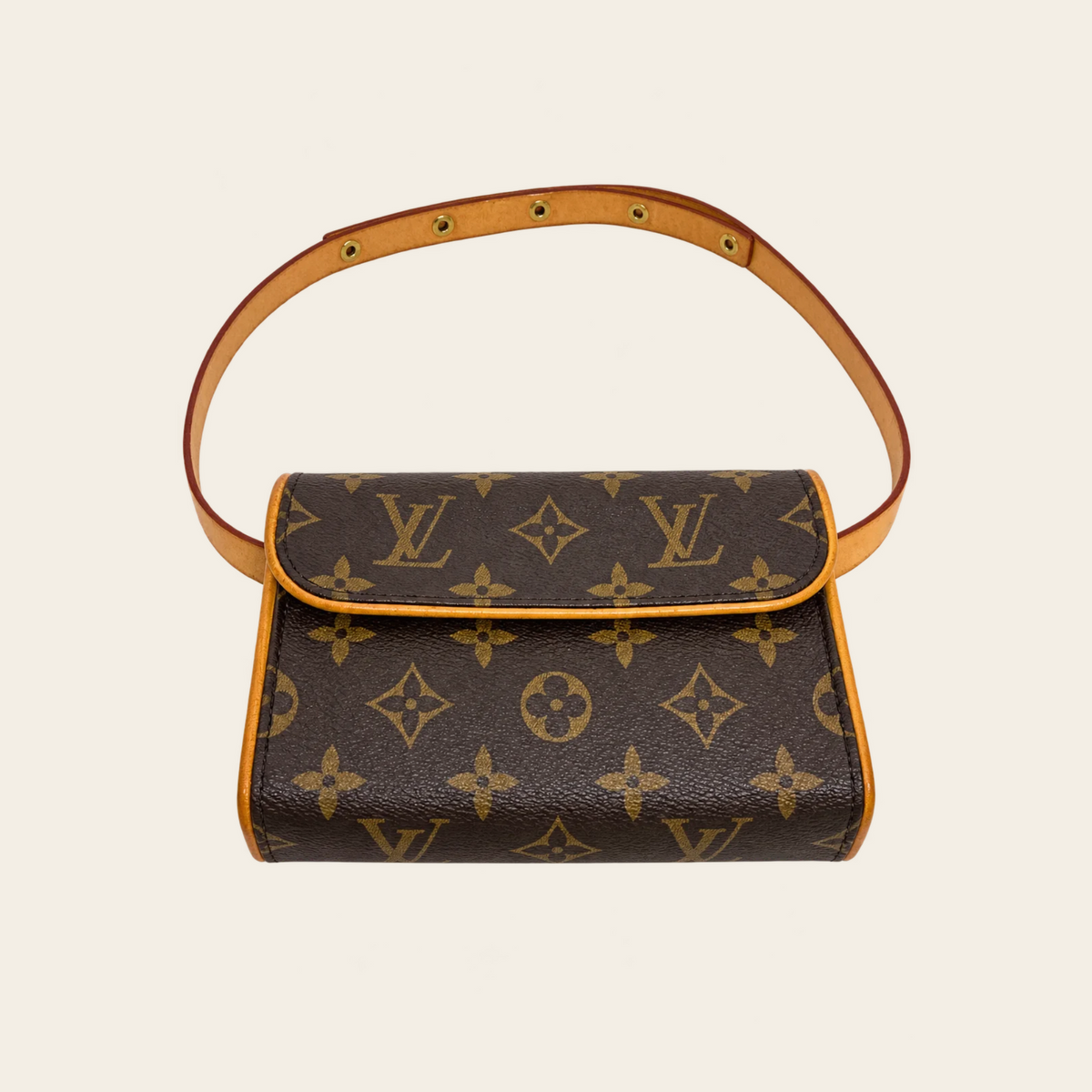 LOUIS VUITTON — Pochette Florentine discontinuée en toile Monogram avec ceinture amovible, taille XS