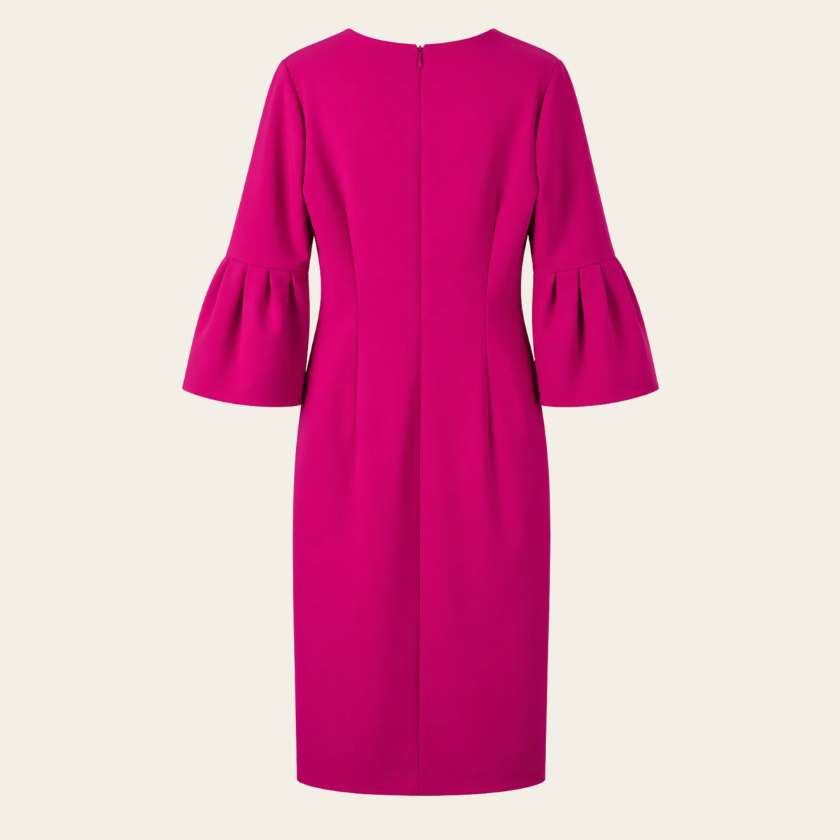 SACHIN & BABI — Robe Ginette en crêpe fuchsia à encolure en V et manches évasées plissées — L (10 US)